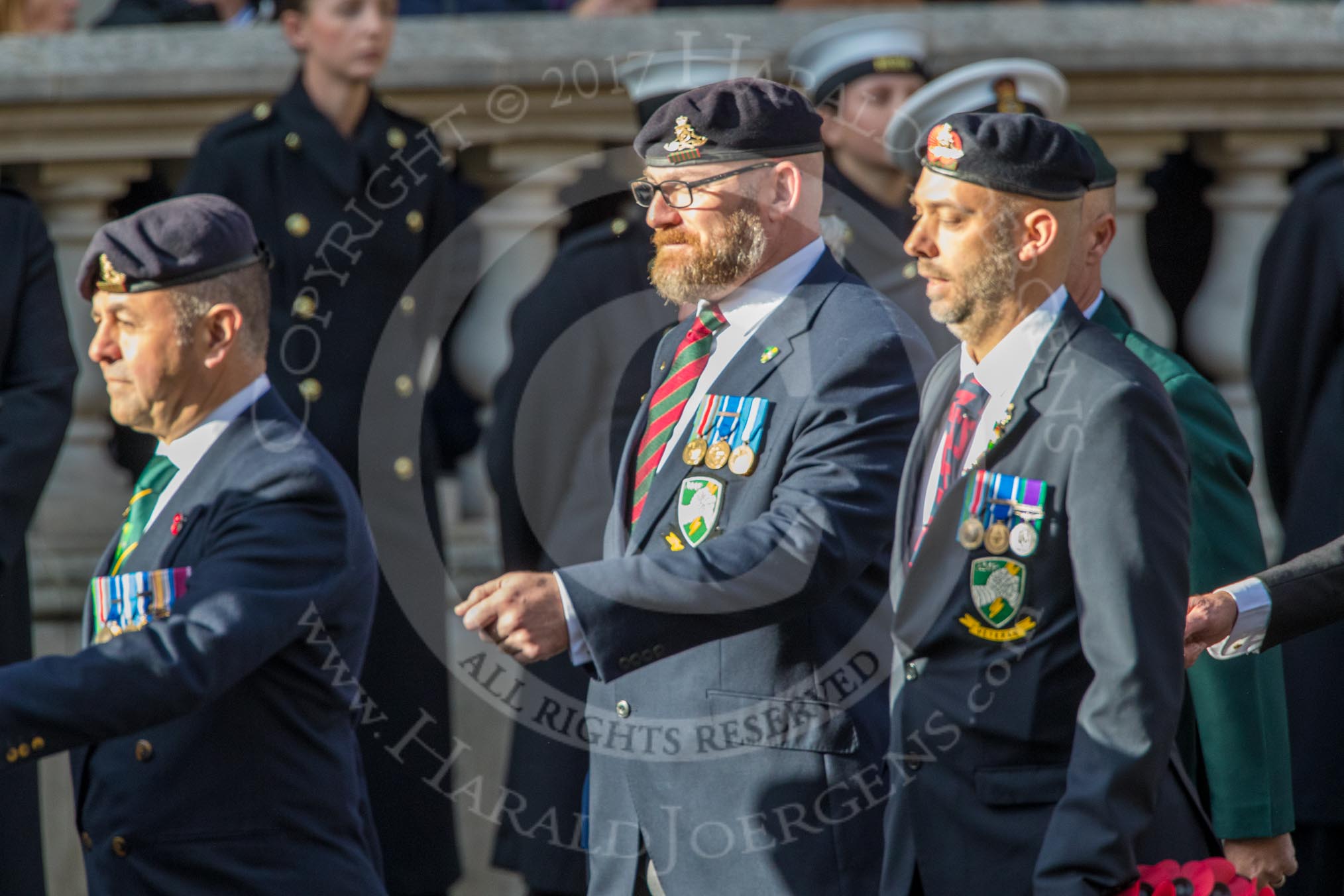 Allied Command in Europe Mobile Force AMF(L) (Group D13, 61 members) during the Royal British Legion March Past on Remembrance Sunday at the Cenotaph, Whitehall, Westminster, London, 11 November 2018, 12:22.