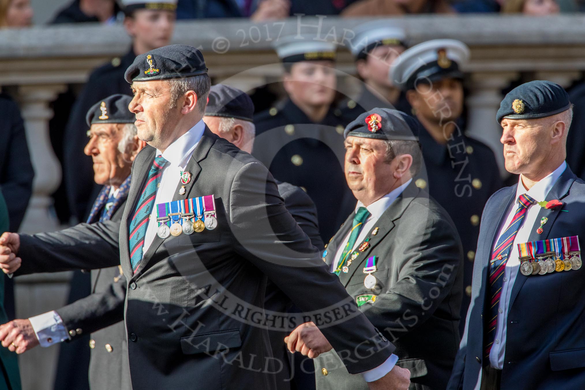 Allied Command in Europe Mobile Force AMF(L) (Group D13, 61 members) during the Royal British Legion March Past on Remembrance Sunday at the Cenotaph, Whitehall, Westminster, London, 11 November 2018, 12:22.