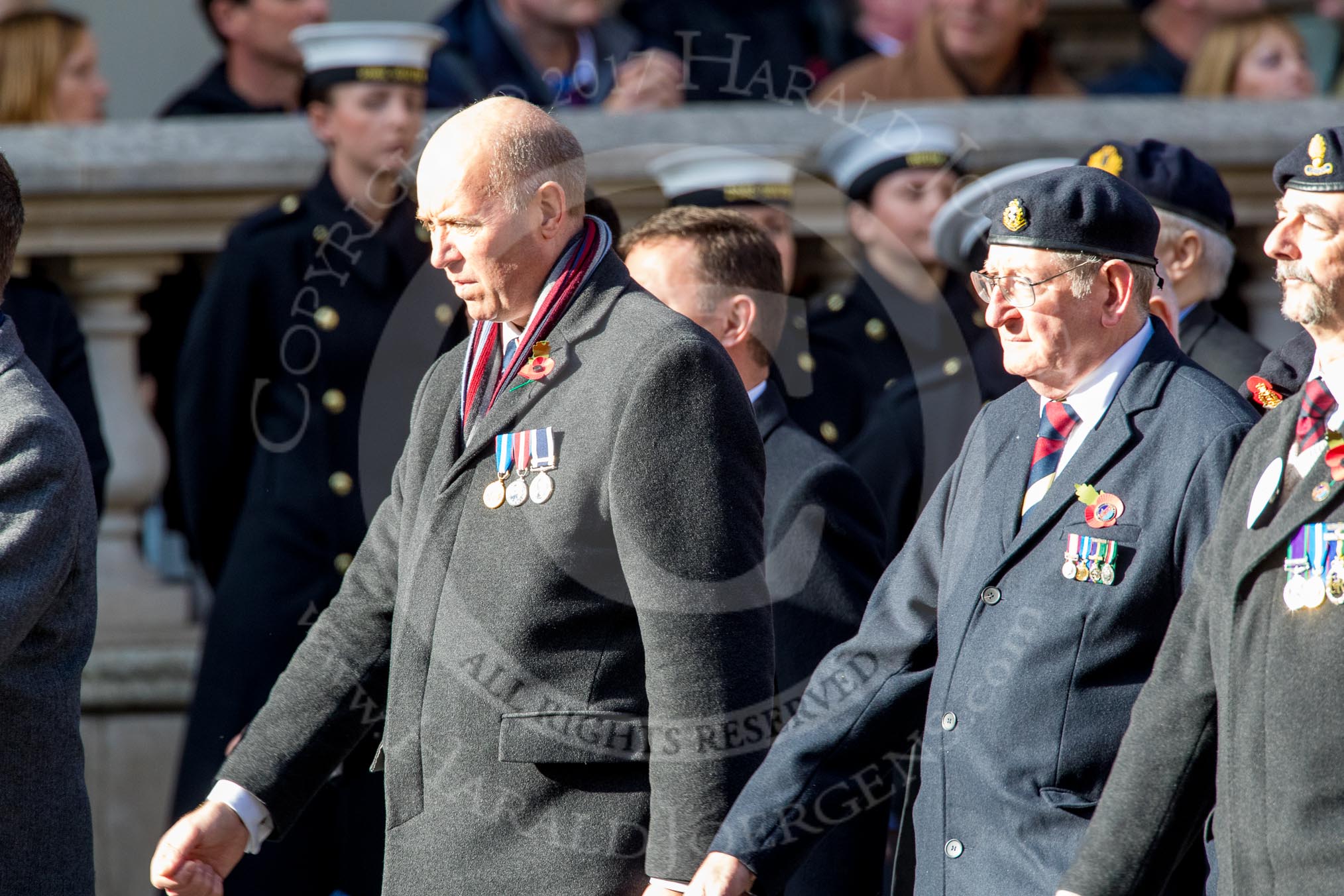 Circuit of Service Lodges (Group D14, 35 members) during the Royal British Legion March Past on Remembrance Sunday at the Cenotaph, Whitehall, Westminster, London, 11 November 2018, 12:22.