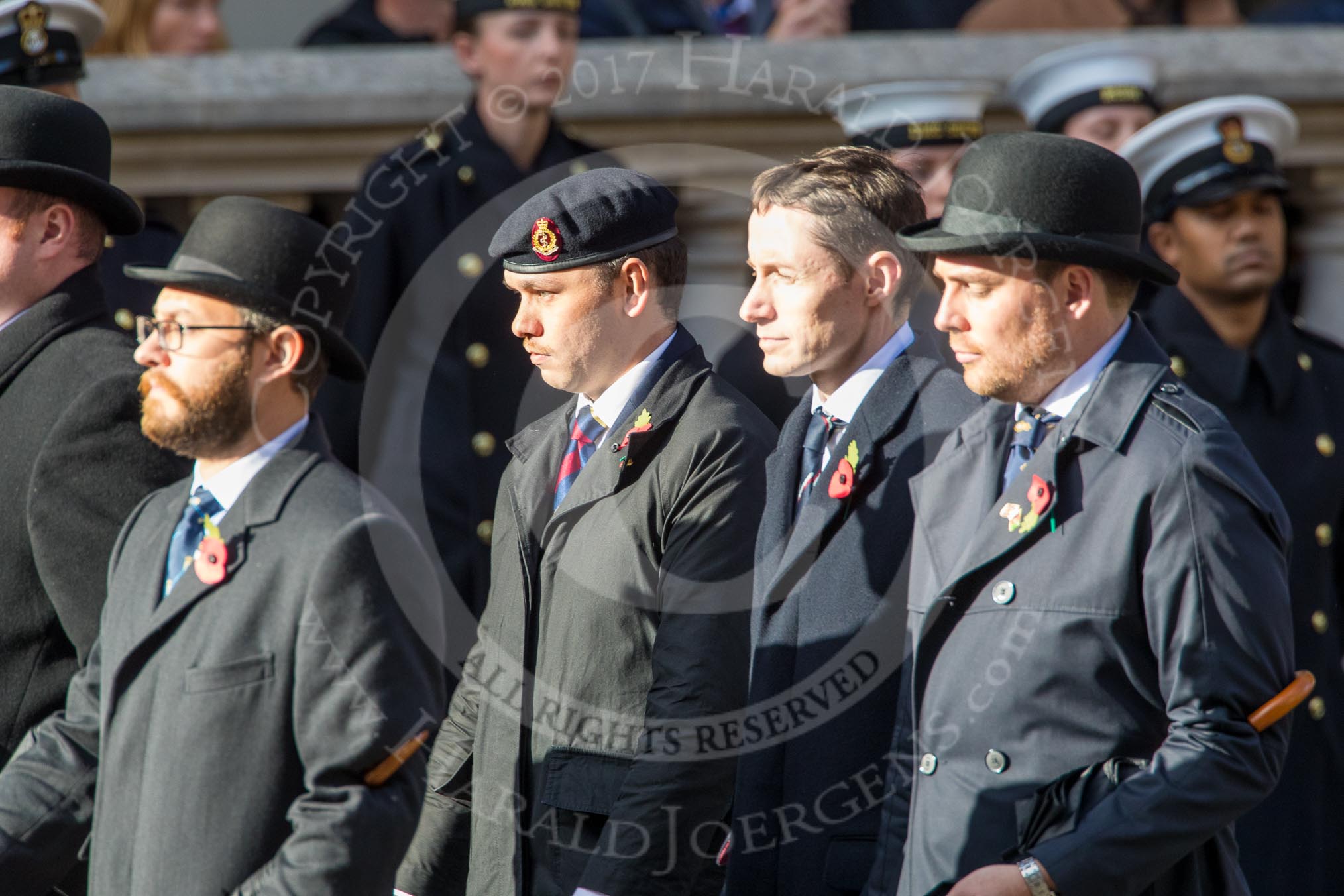 Circuit of Service Lodges (Group D14, 35 members) during the Royal British Legion March Past on Remembrance Sunday at the Cenotaph, Whitehall, Westminster, London, 11 November 2018, 12:22.