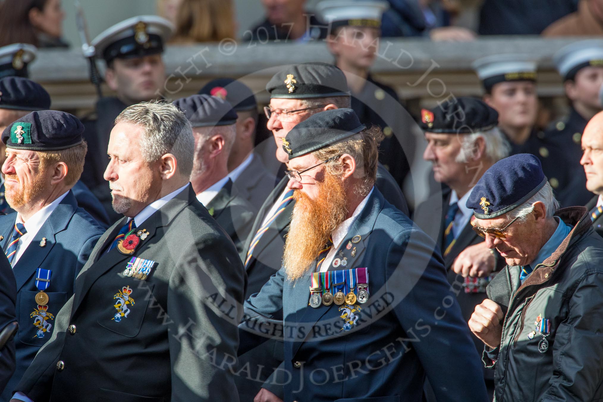 The Royal British Legion (Group D15, 150 members) during the Royal British Legion March Past on Remembrance Sunday at the Cenotaph, Whitehall, Westminster, London, 11 November 2018, 12:22.