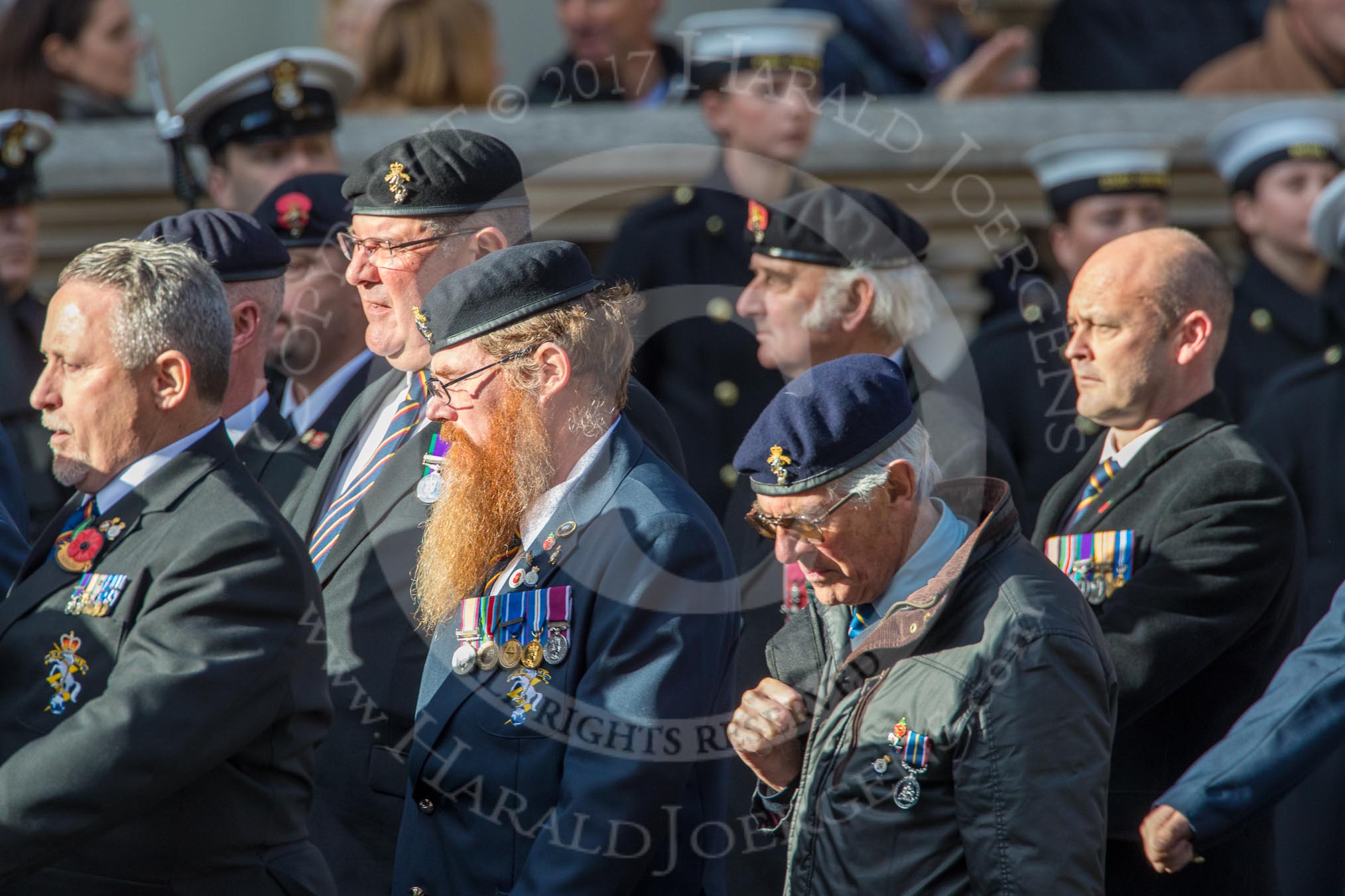 The Royal British Legion (Group D15, 150 members) during the Royal British Legion March Past on Remembrance Sunday at the Cenotaph, Whitehall, Westminster, London, 11 November 2018, 12:22.