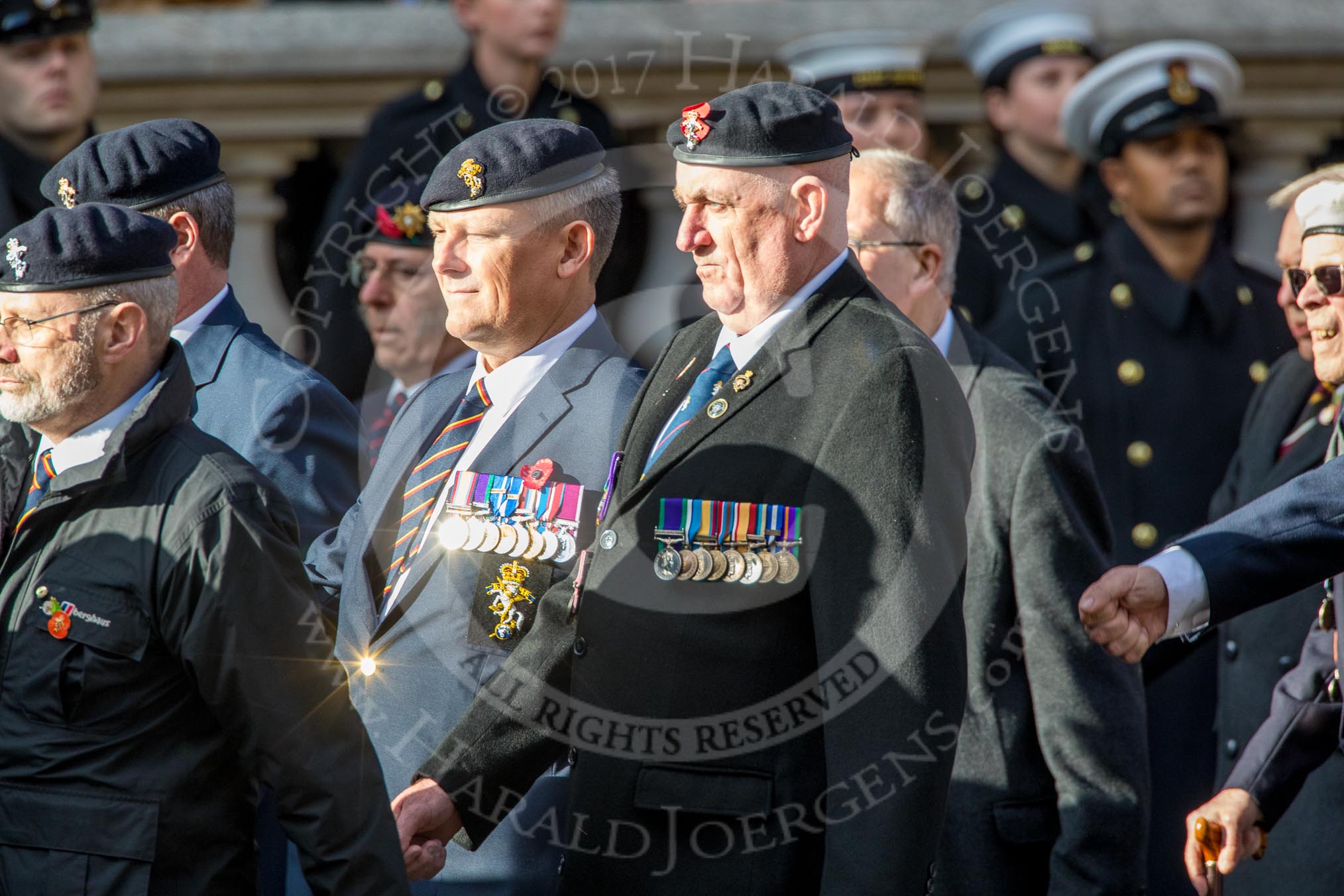 The Royal British Legion (Group D15, 150 members) during the Royal British Legion March Past on Remembrance Sunday at the Cenotaph, Whitehall, Westminster, London, 11 November 2018, 12:22.