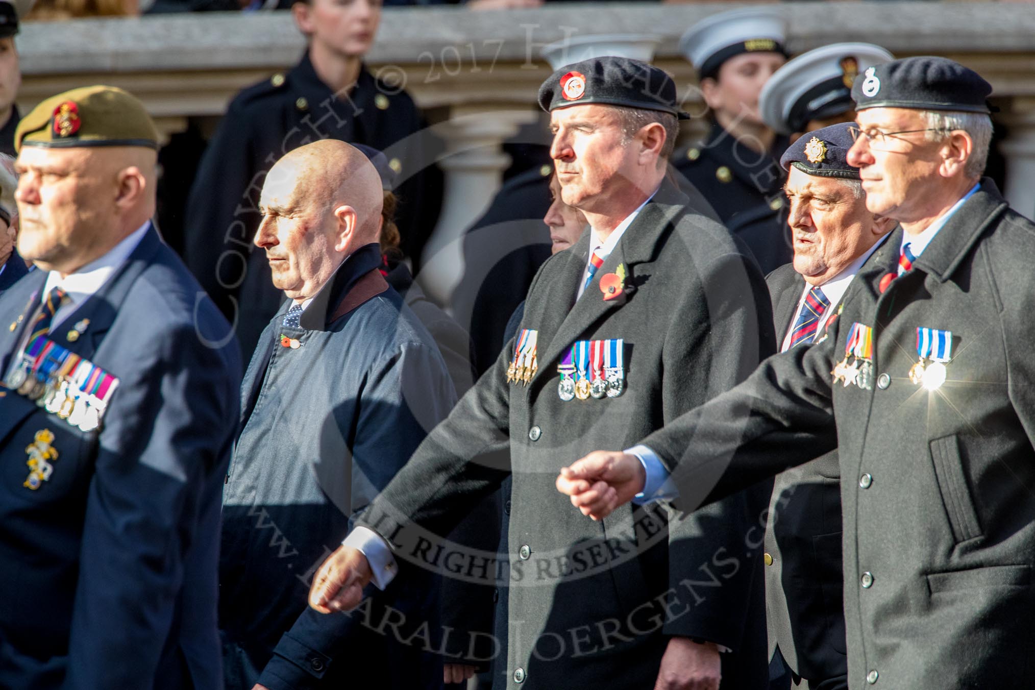 The Royal British Legion (Group D15, 150 members) during the Royal British Legion March Past on Remembrance Sunday at the Cenotaph, Whitehall, Westminster, London, 11 November 2018, 12:22.