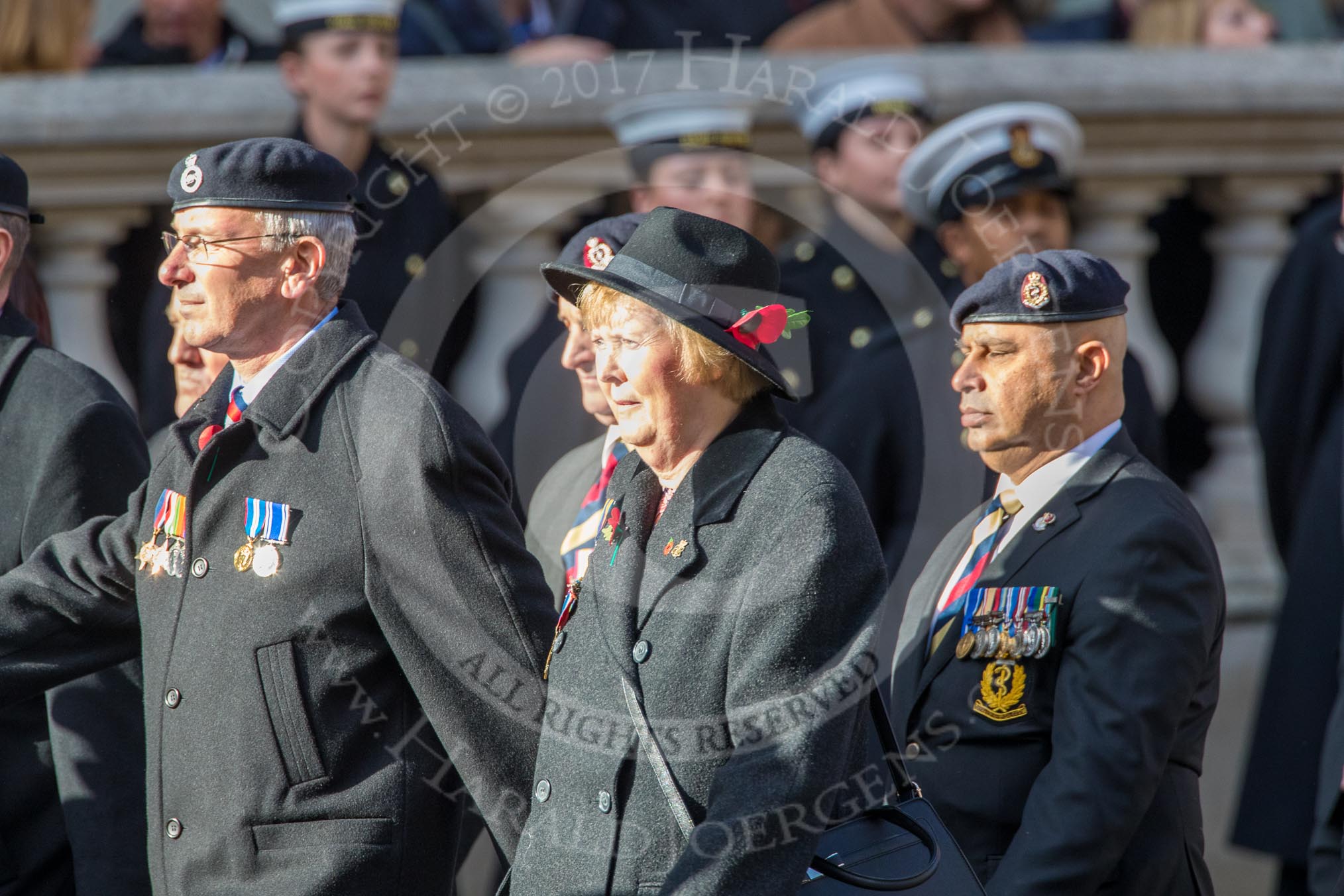 The Royal British Legion (Group D15, 150 members) during the Royal British Legion March Past on Remembrance Sunday at the Cenotaph, Whitehall, Westminster, London, 11 November 2018, 12:22.