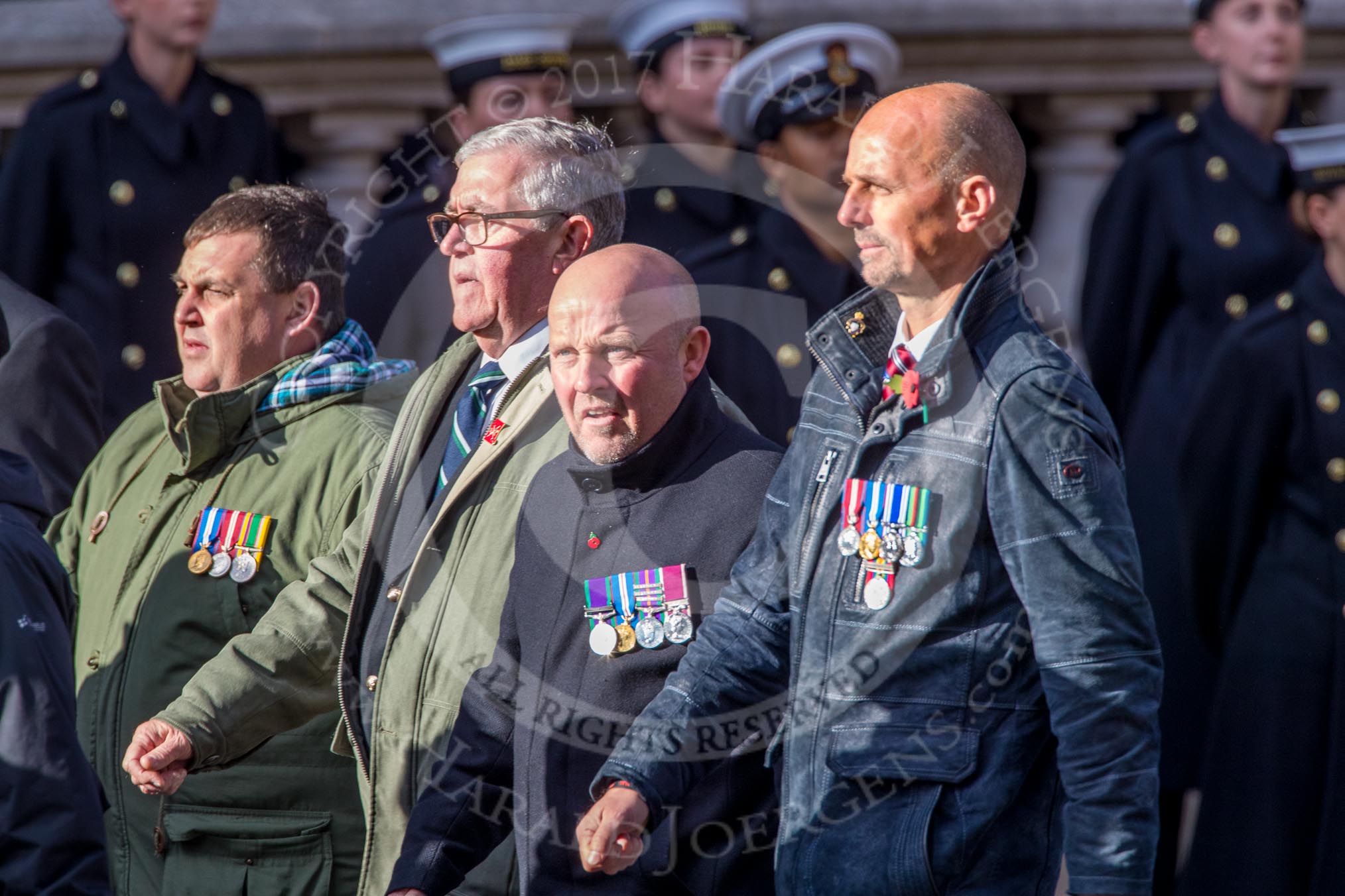 The Royal British Legion (Group D15, 150 members) during the Royal British Legion March Past on Remembrance Sunday at the Cenotaph, Whitehall, Westminster, London, 11 November 2018, 12:22.