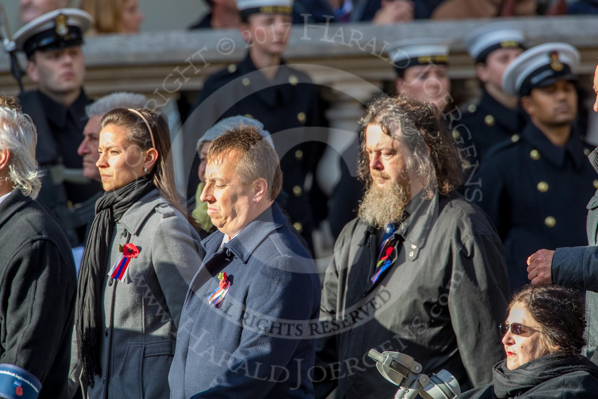 Czechoslovak Legionaries Association  (Group D17, 20 members) during the Royal British Legion March Past on Remembrance Sunday at the Cenotaph, Whitehall, Westminster, London, 11 November 2018, 12:23.