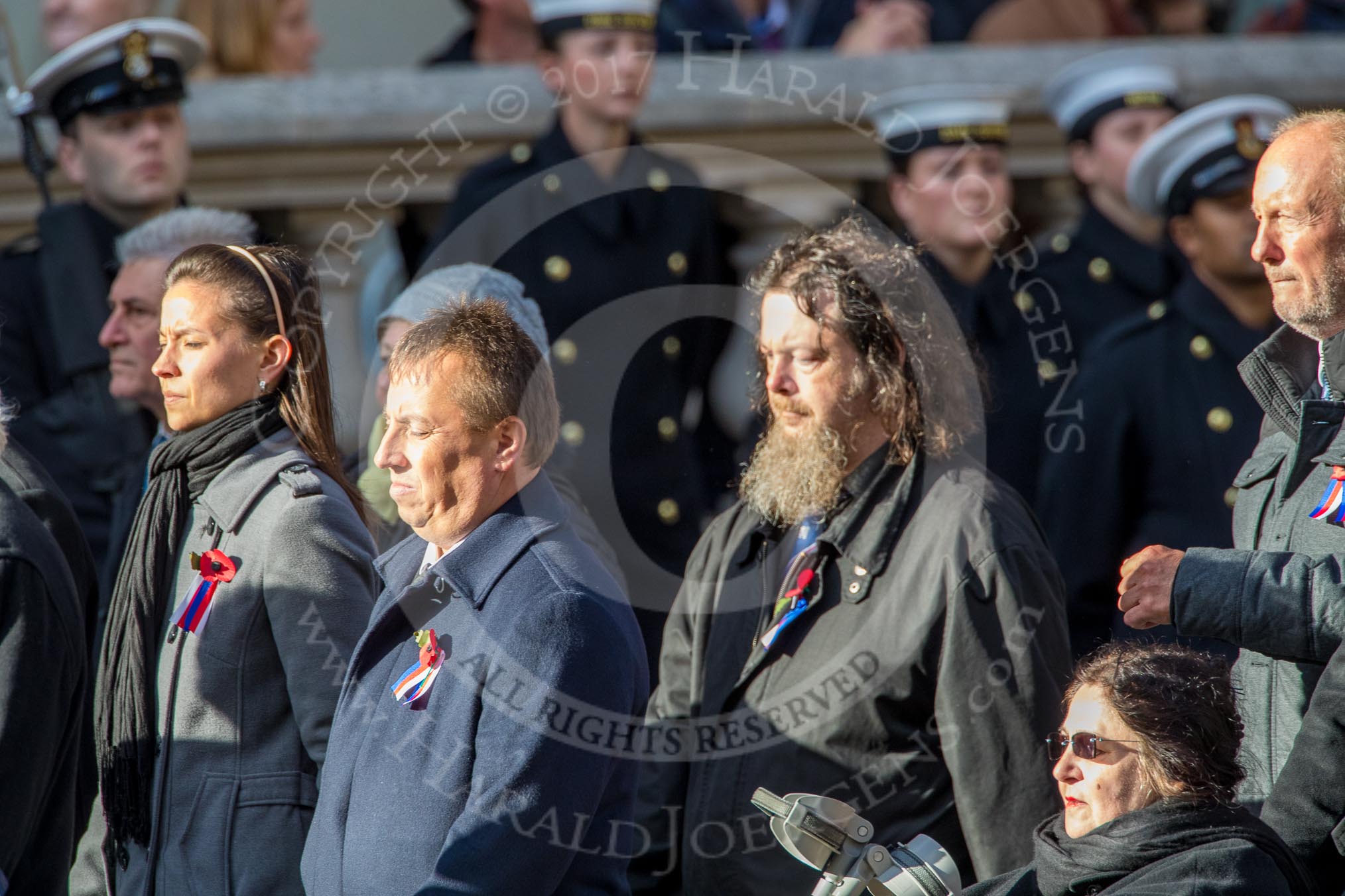 Czechoslovak Legionaries Association  (Group D17, 20 members) during the Royal British Legion March Past on Remembrance Sunday at the Cenotaph, Whitehall, Westminster, London, 11 November 2018, 12:23.