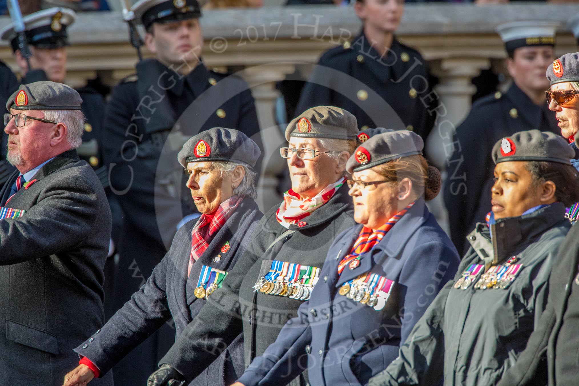 QARANC (Group D23, 49 members) during the Royal British Legion March Past on Remembrance Sunday at the Cenotaph, Whitehall, Westminster, London, 11 November 2018, 12:24.