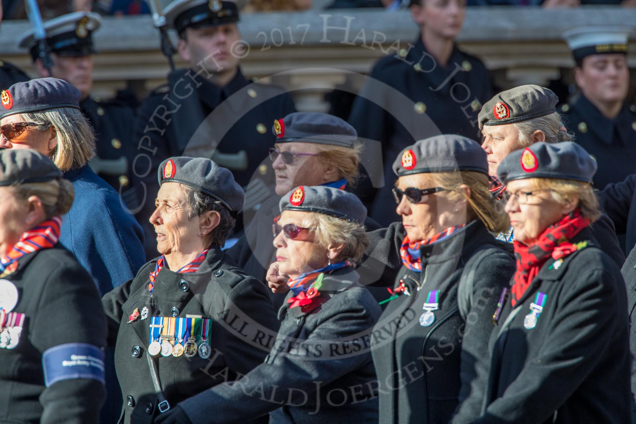 QARANC (Group D23, 49 members) during the Royal British Legion March Past on Remembrance Sunday at the Cenotaph, Whitehall, Westminster, London, 11 November 2018, 12:24.