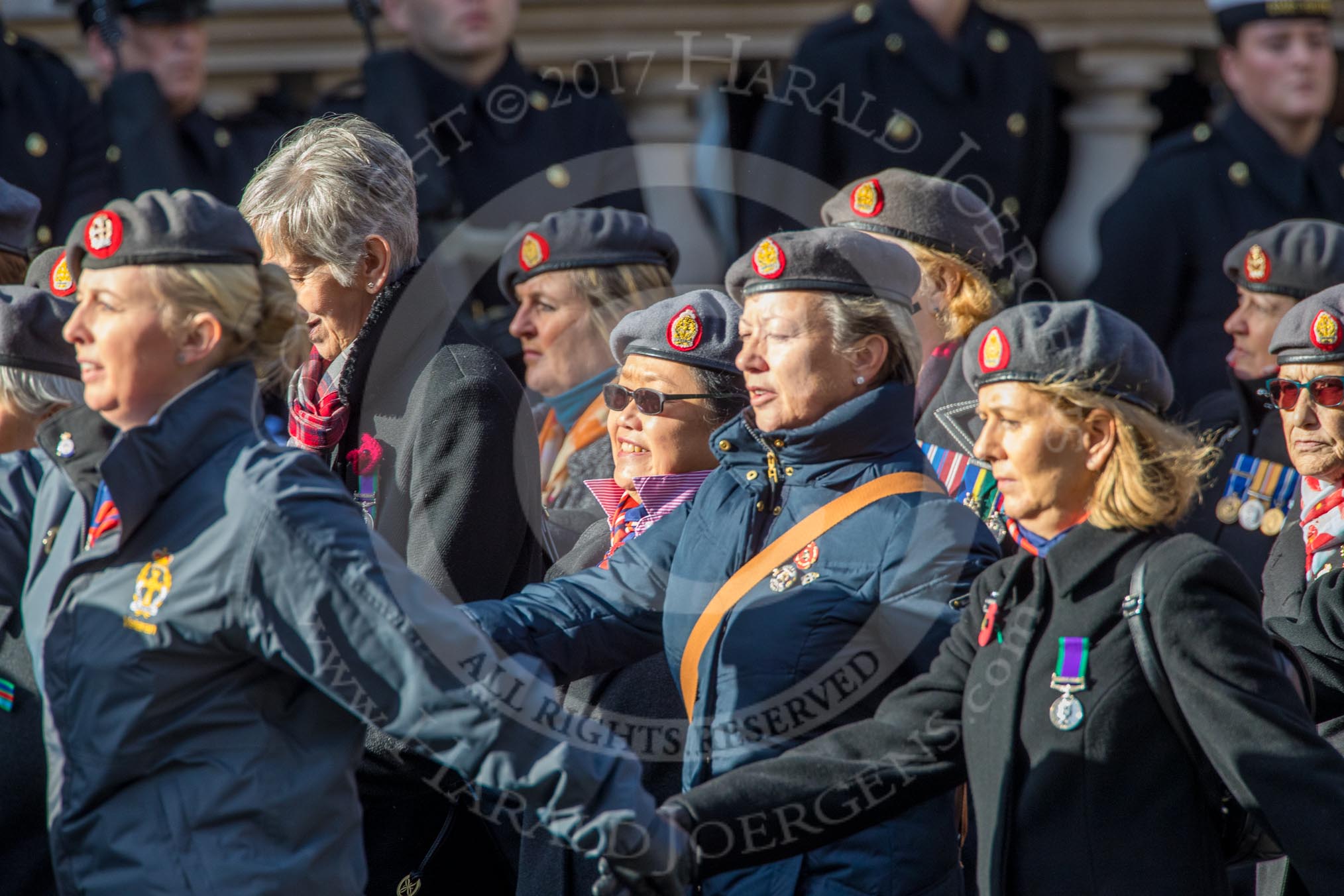 QARANC (Group D23, 49 members) during the Royal British Legion March Past on Remembrance Sunday at the Cenotaph, Whitehall, Westminster, London, 11 November 2018, 12:24.