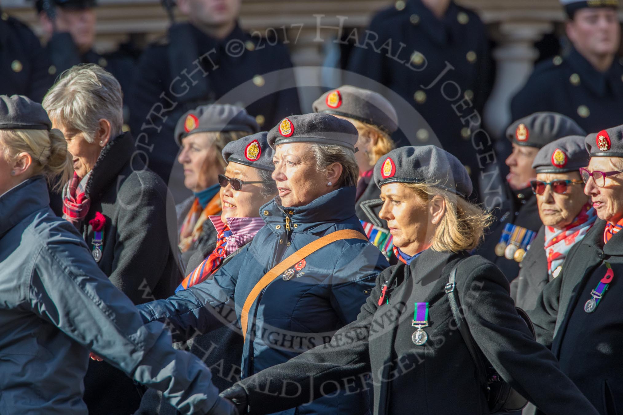 QARANC (Group D23, 49 members) during the Royal British Legion March Past on Remembrance Sunday at the Cenotaph, Whitehall, Westminster, London, 11 November 2018, 12:24.