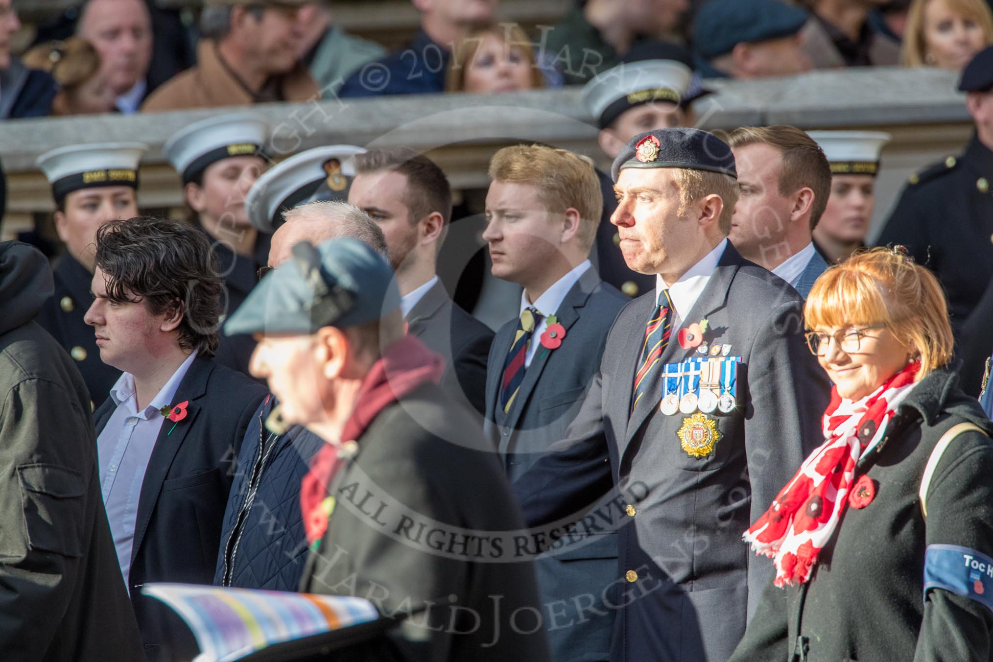 Toc H (Group M5, 18 members) during the Royal British Legion March Past on Remembrance Sunday at the Cenotaph, Whitehall, Westminster, London, 11 November 2018, 12:25.