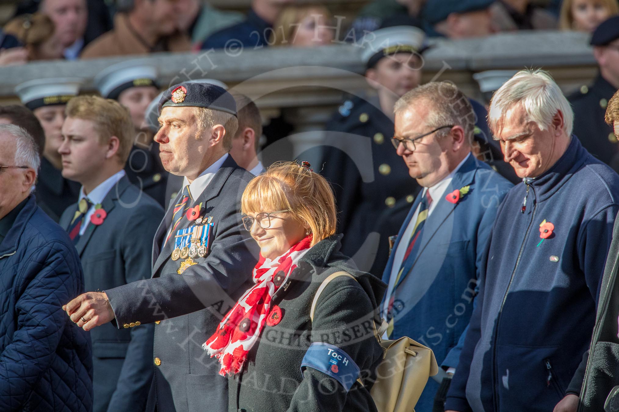 Toc H (Group M5, 18 members) during the Royal British Legion March Past on Remembrance Sunday at the Cenotaph, Whitehall, Westminster, London, 11 November 2018, 12:25.