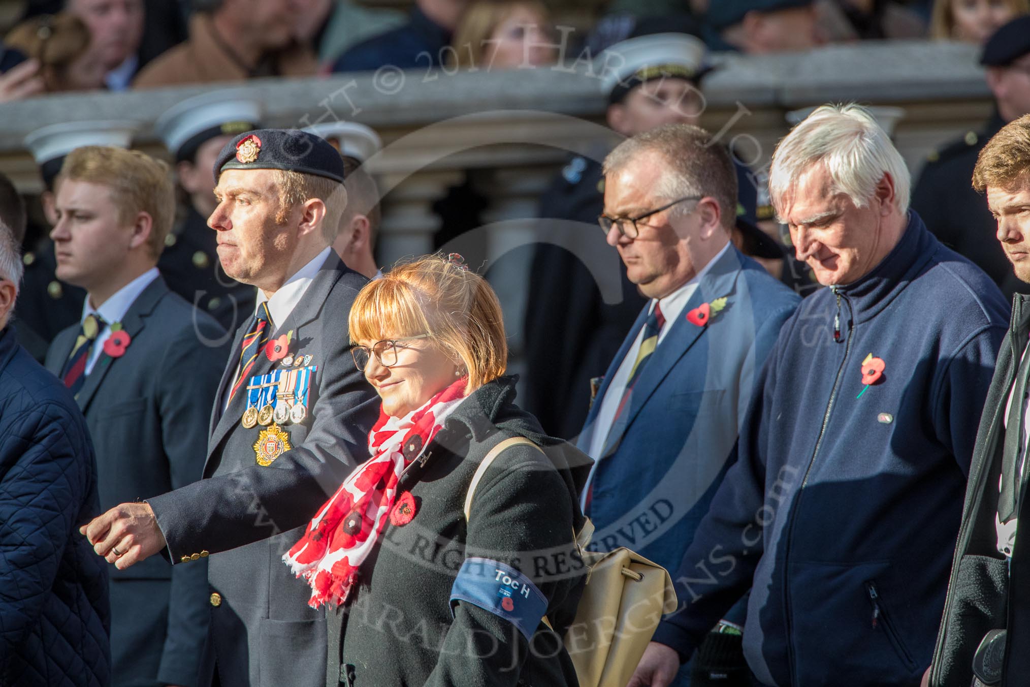 Toc H (Group M5, 18 members) during the Royal British Legion March Past on Remembrance Sunday at the Cenotaph, Whitehall, Westminster, London, 11 November 2018, 12:25.
