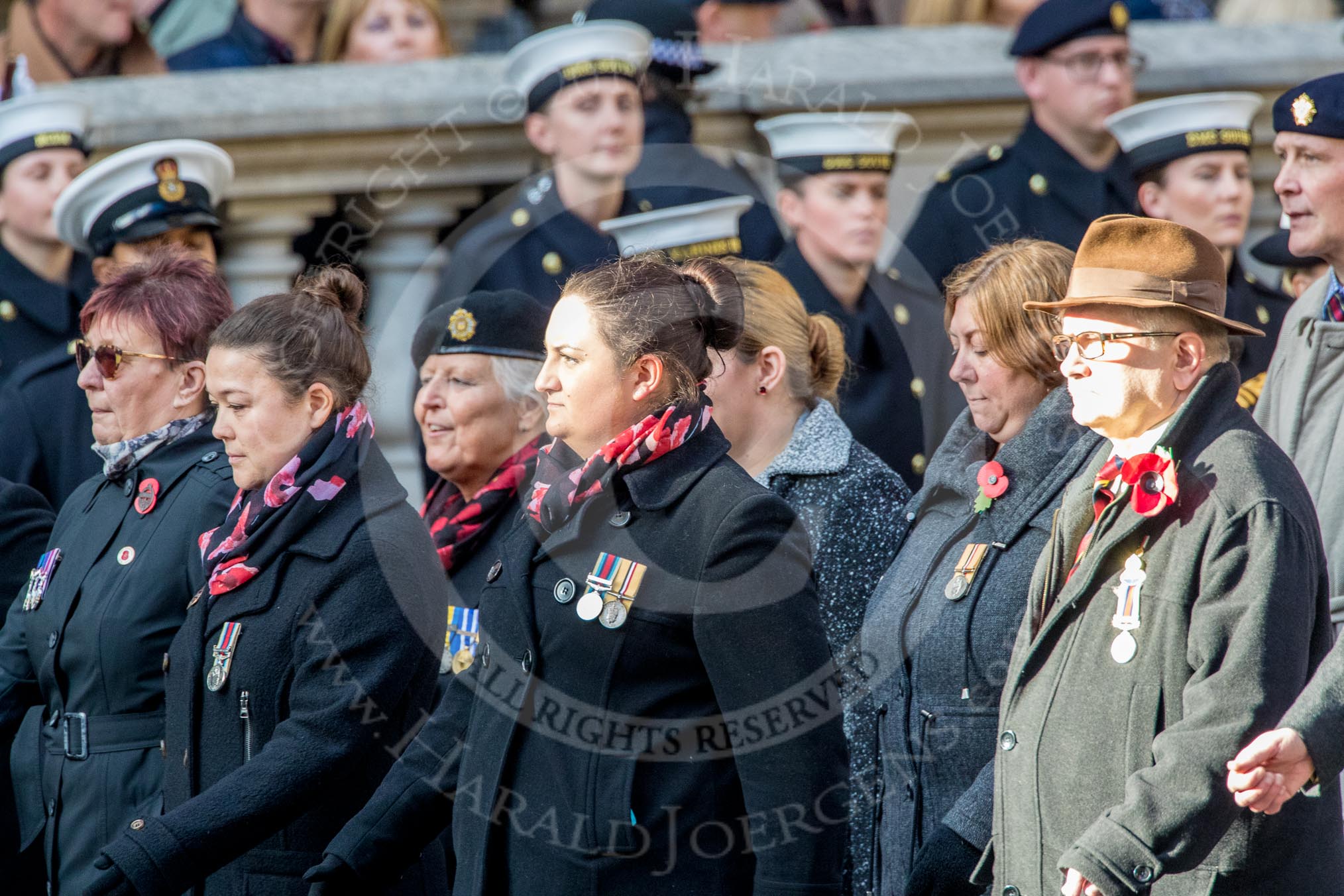 NAAFI EFI NCS Association (Group M7, 20 members) during the Royal British Legion March Past on Remembrance Sunday at the Cenotaph, Whitehall, Westminster, London, 11 November 2018, 12:26.
