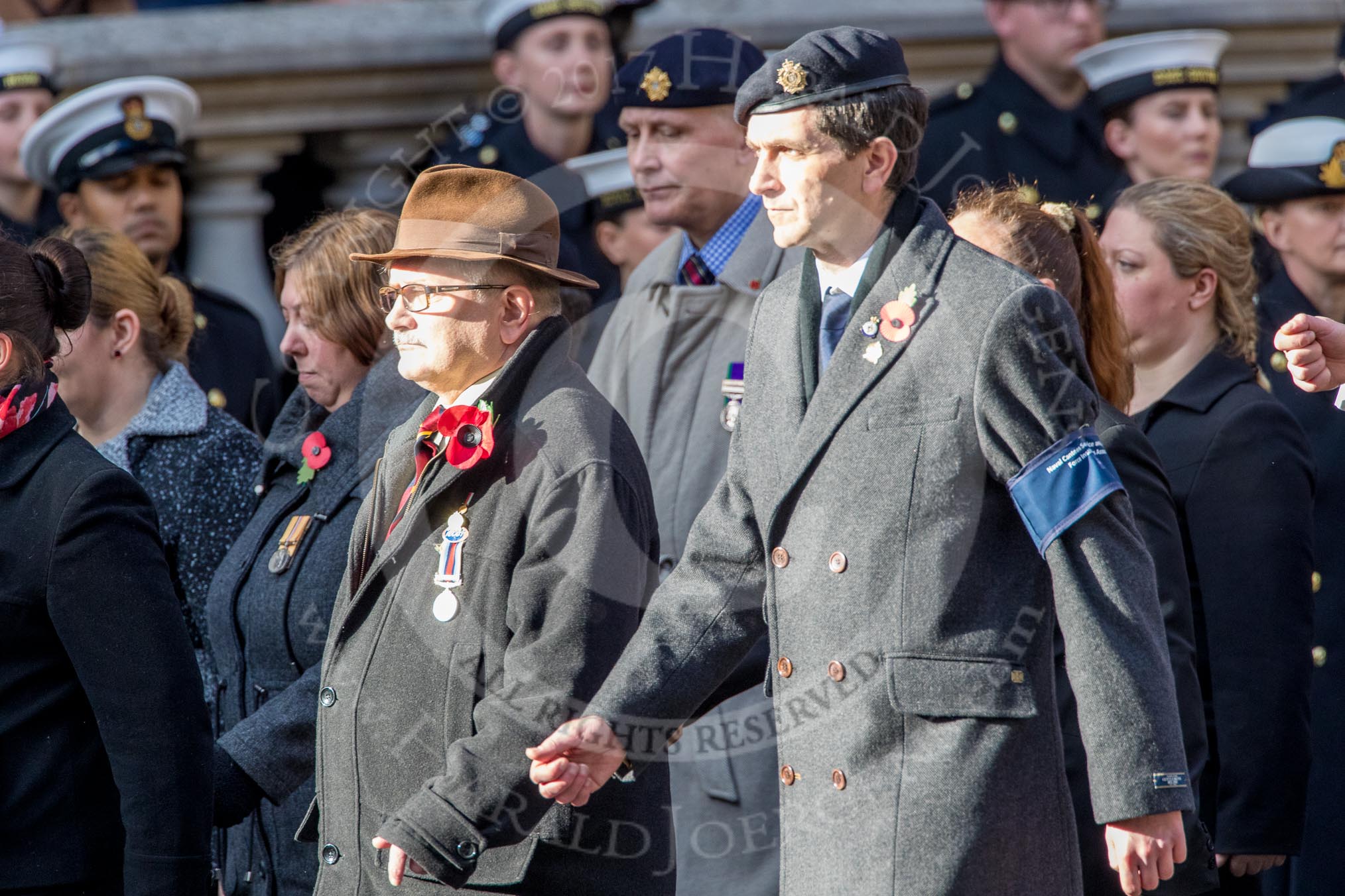 NAAFI EFI NCS Association (Group M7, 20 members) during the Royal British Legion March Past on Remembrance Sunday at the Cenotaph, Whitehall, Westminster, London, 11 November 2018, 12:26.