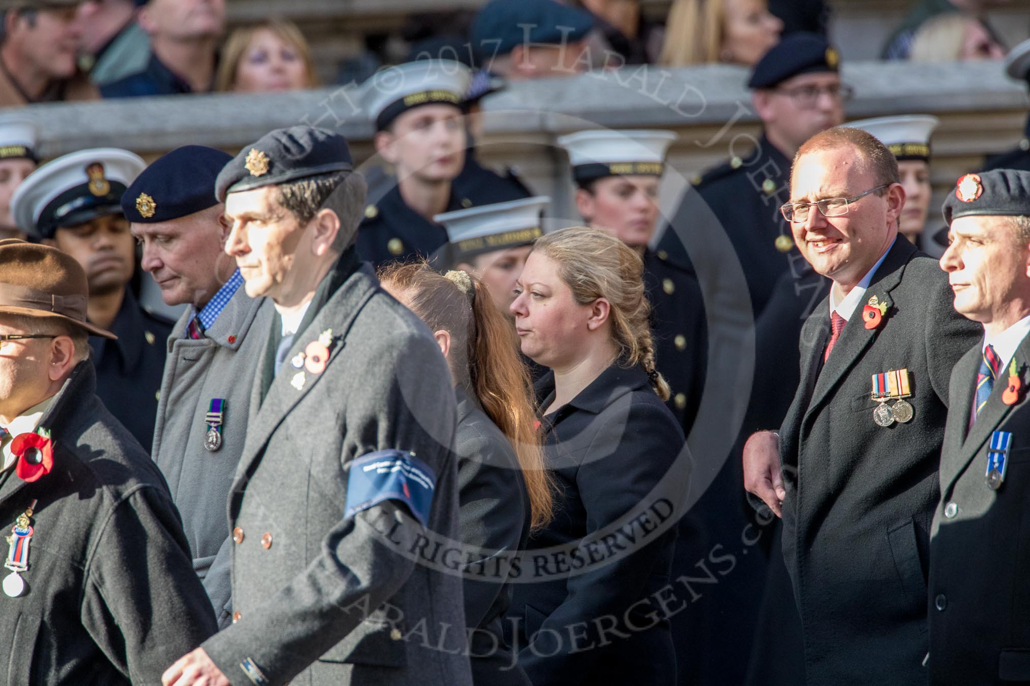 NAAFI EFI NCS Association (Group M7, 20 members) during the Royal British Legion March Past on Remembrance Sunday at the Cenotaph, Whitehall, Westminster, London, 11 November 2018, 12:26.