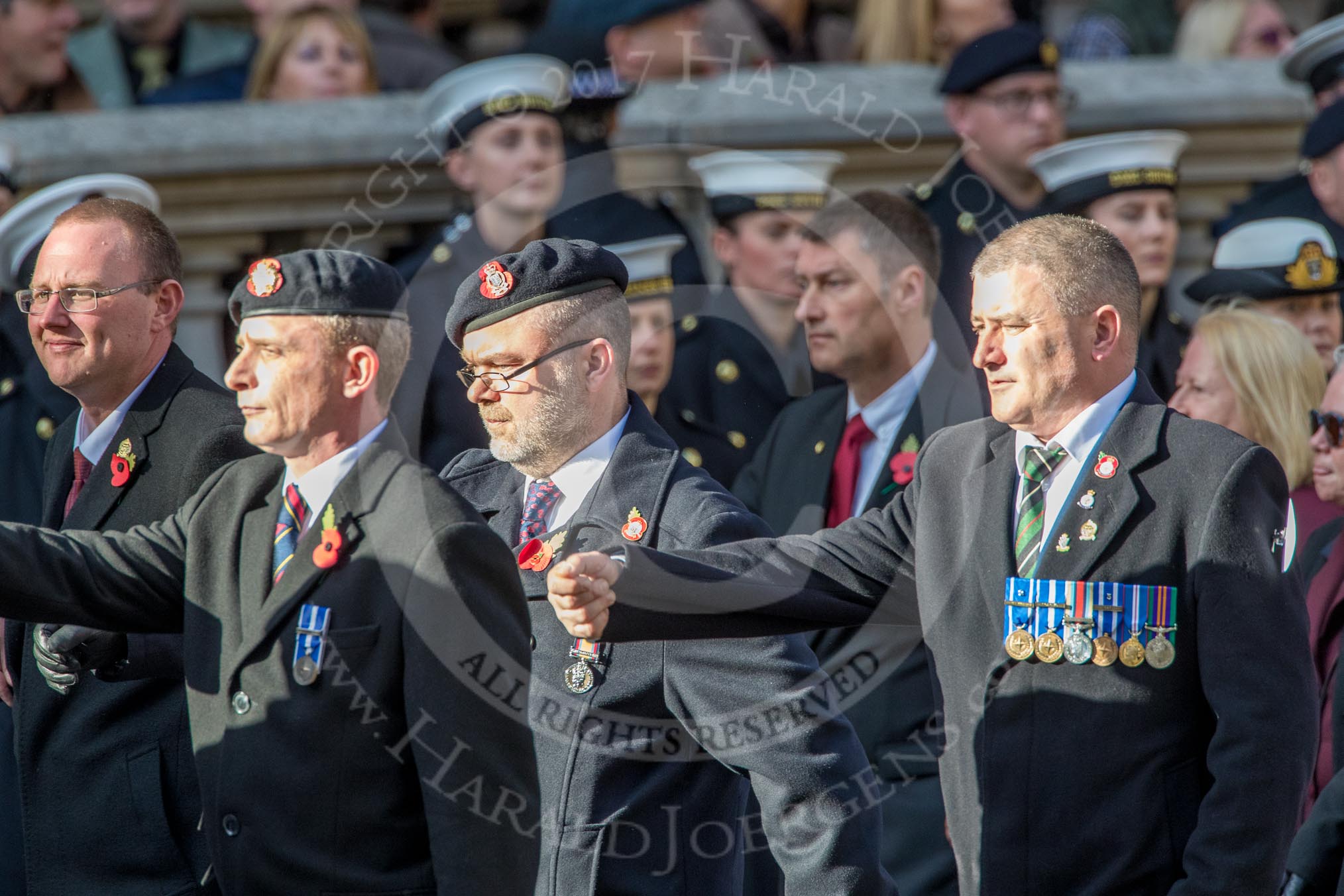 NAAFI EFI NCS Association (Group M7, 20 members) during the Royal British Legion March Past on Remembrance Sunday at the Cenotaph, Whitehall, Westminster, London, 11 November 2018, 12:26.