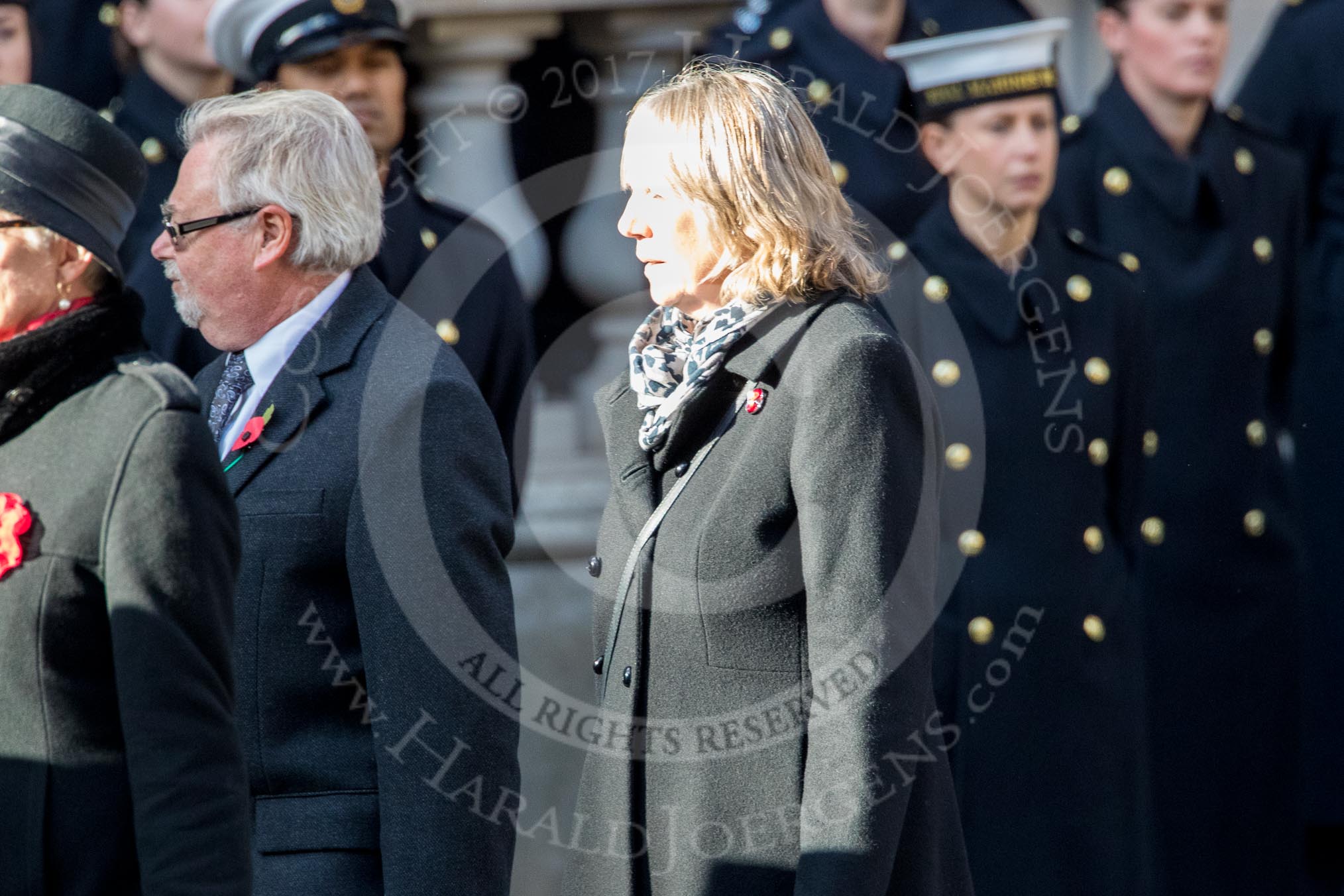 WRVS / RVS (Group M8, 19 members) during the Royal British Legion March Past on Remembrance Sunday at the Cenotaph, Whitehall, Westminster, London, 11 November 2018, 12:26.
