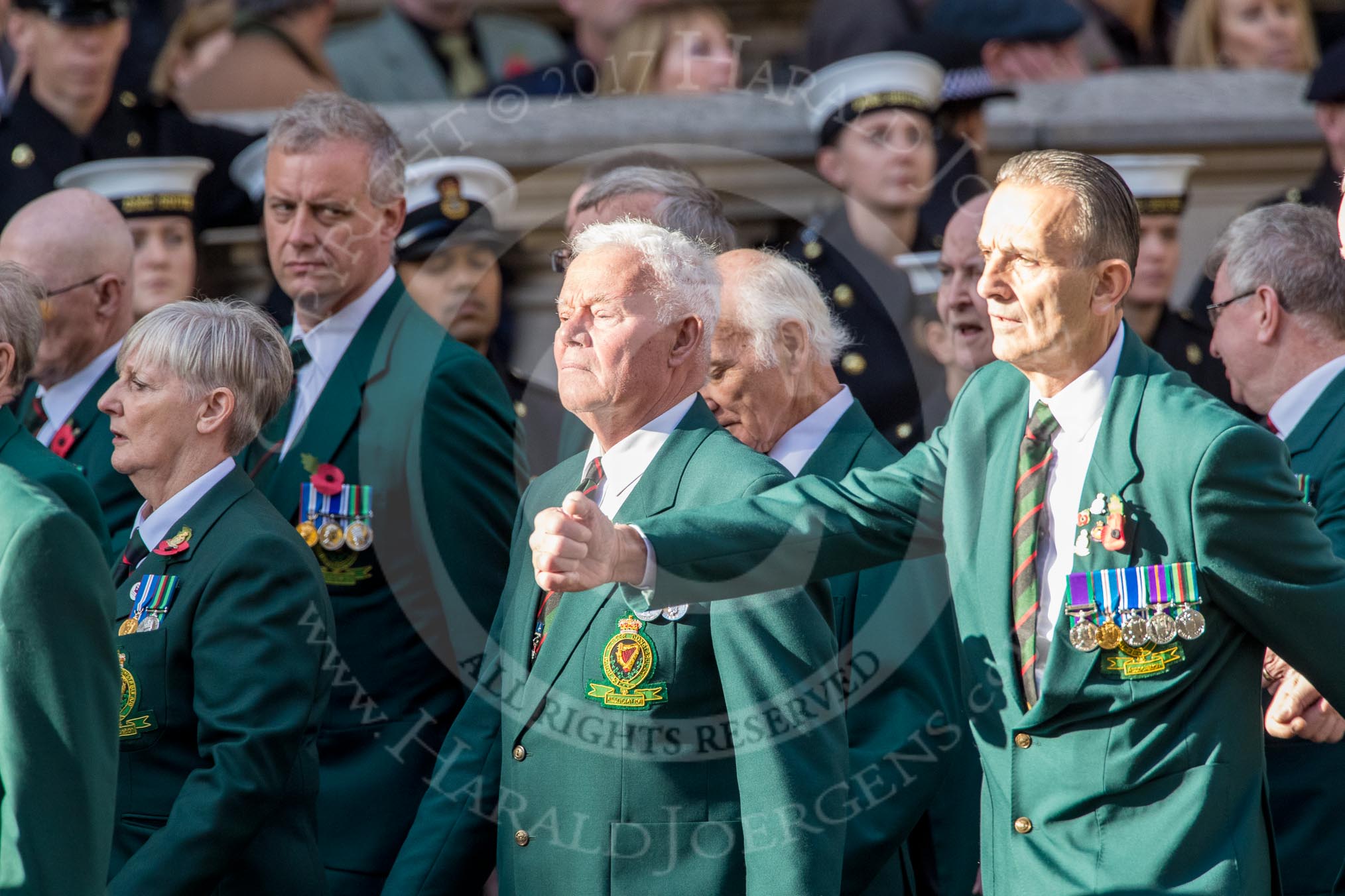 Royal Ulster Constabulary GC Association (Group M15, 40 members) during the Royal British Legion March Past on Remembrance Sunday at the Cenotaph, Whitehall, Westminster, London, 11 November 2018, 12:26.