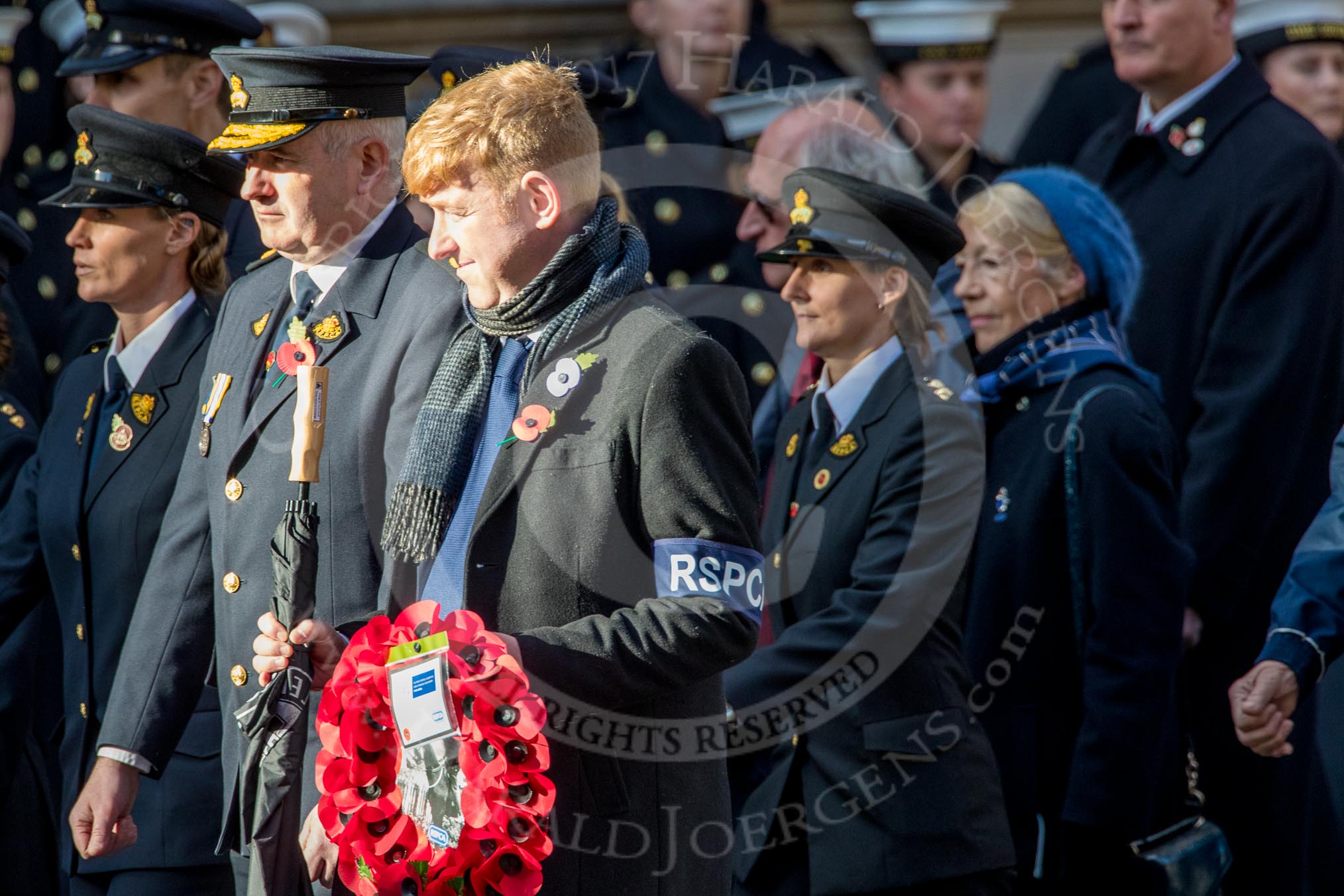 RSPCA (Group M19, 22 members) during the Royal British Legion March Past on Remembrance Sunday at the Cenotaph, Whitehall, Westminster, London, 11 November 2018, 12:27.