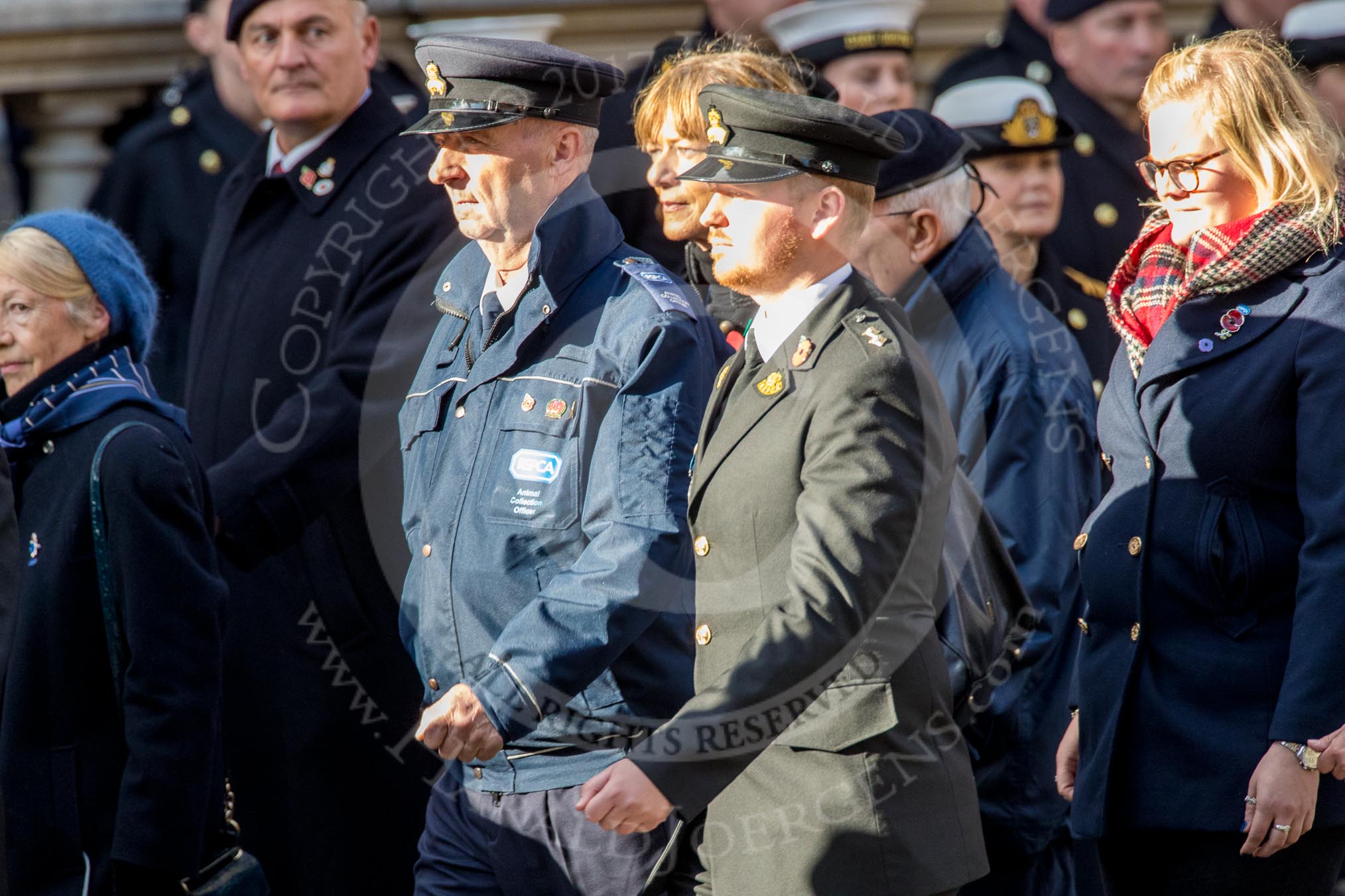 RSPCA (Group M19, 22 members) during the Royal British Legion March Past on Remembrance Sunday at the Cenotaph, Whitehall, Westminster, London, 11 November 2018, 12:27.