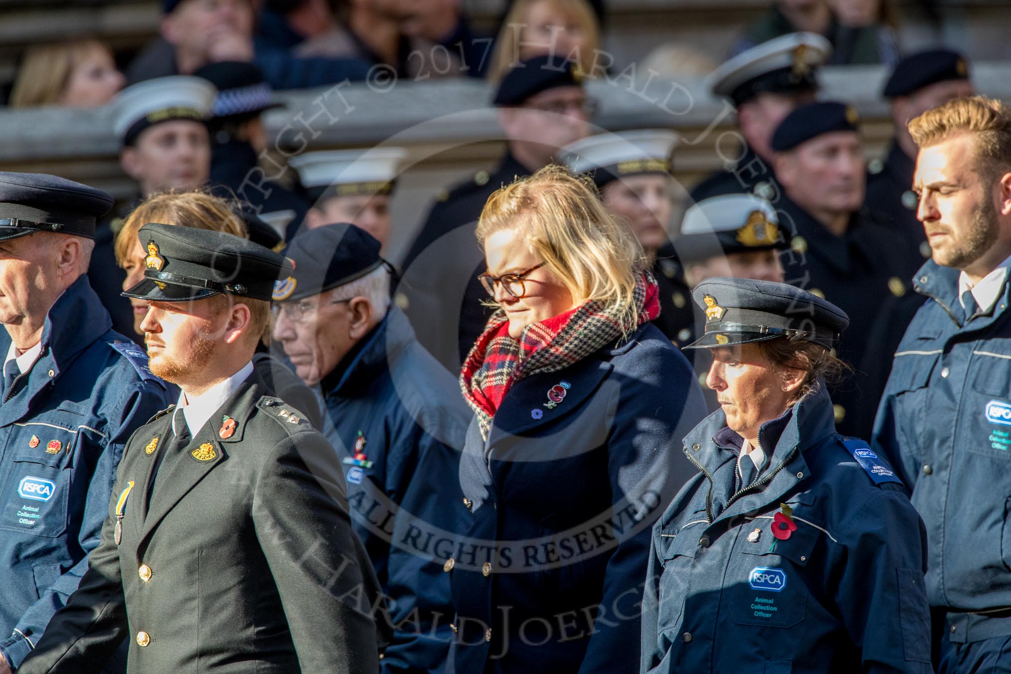 RSPCA (Group M19, 22 members) during the Royal British Legion March Past on Remembrance Sunday at the Cenotaph, Whitehall, Westminster, London, 11 November 2018, 12:27.