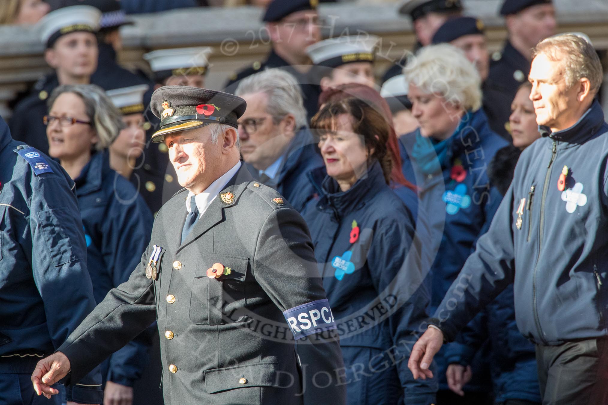 RSPCA (Group M19, 22 members) during the Royal British Legion March Past on Remembrance Sunday at the Cenotaph, Whitehall, Westminster, London, 11 November 2018, 12:27.