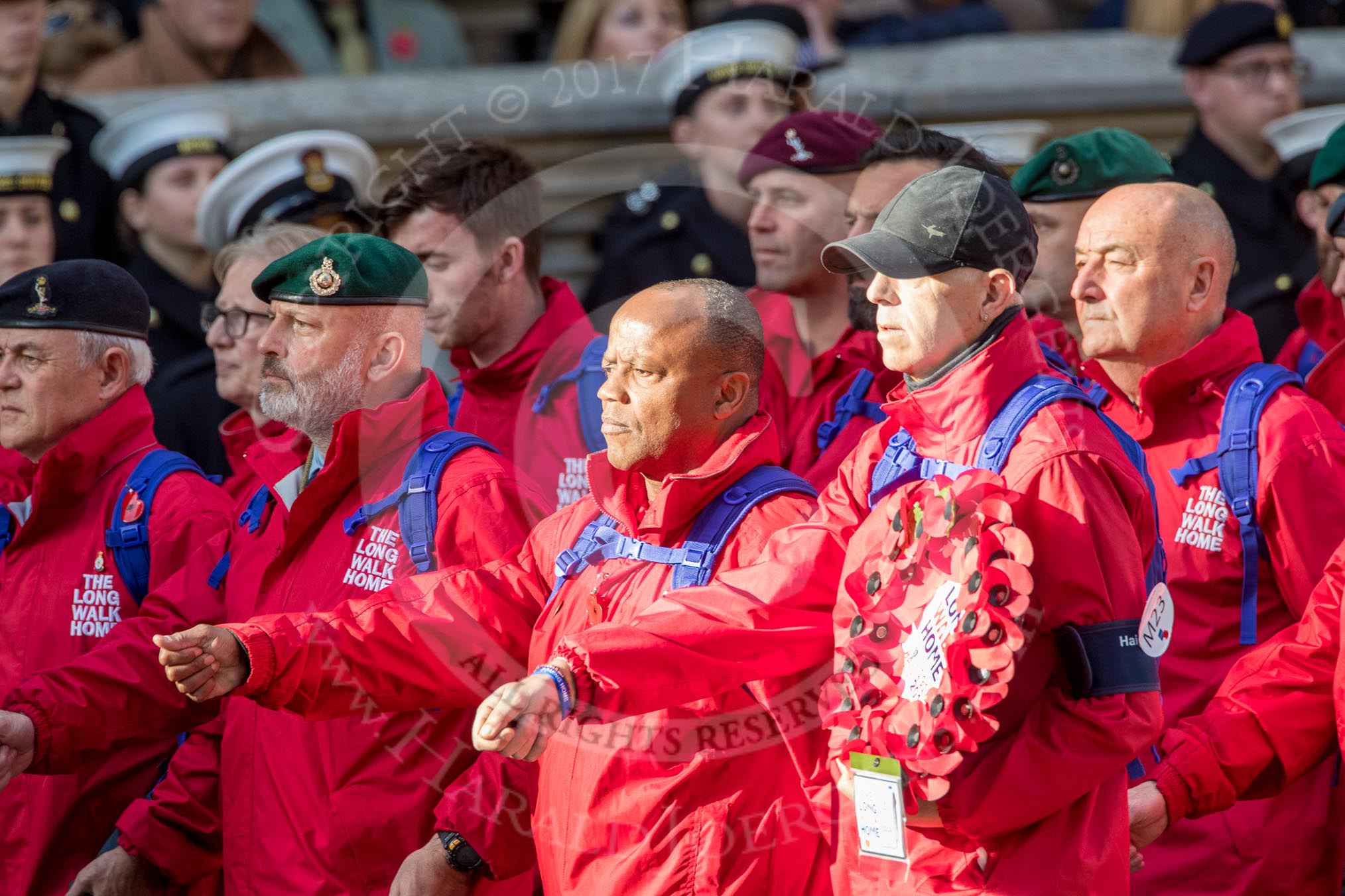 Haig Housing Trust (Group M23, 24 members) during the Royal British Legion March Past on Remembrance Sunday at the Cenotaph, Whitehall, Westminster, London, 11 November 2018, 12:27.
