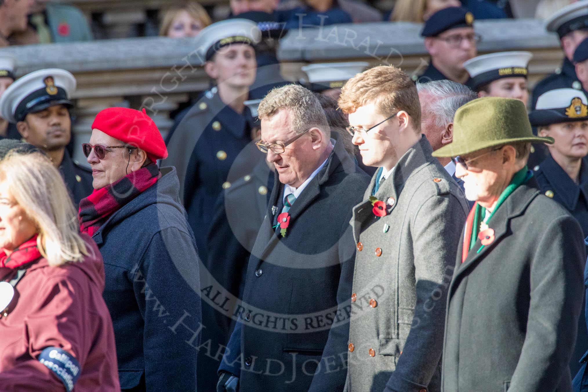 The Gallipoli Association (Group M24, 12 members) during the Royal British Legion March Past on Remembrance Sunday at the Cenotaph, Whitehall, Westminster, London, 11 November 2018, 12:28.