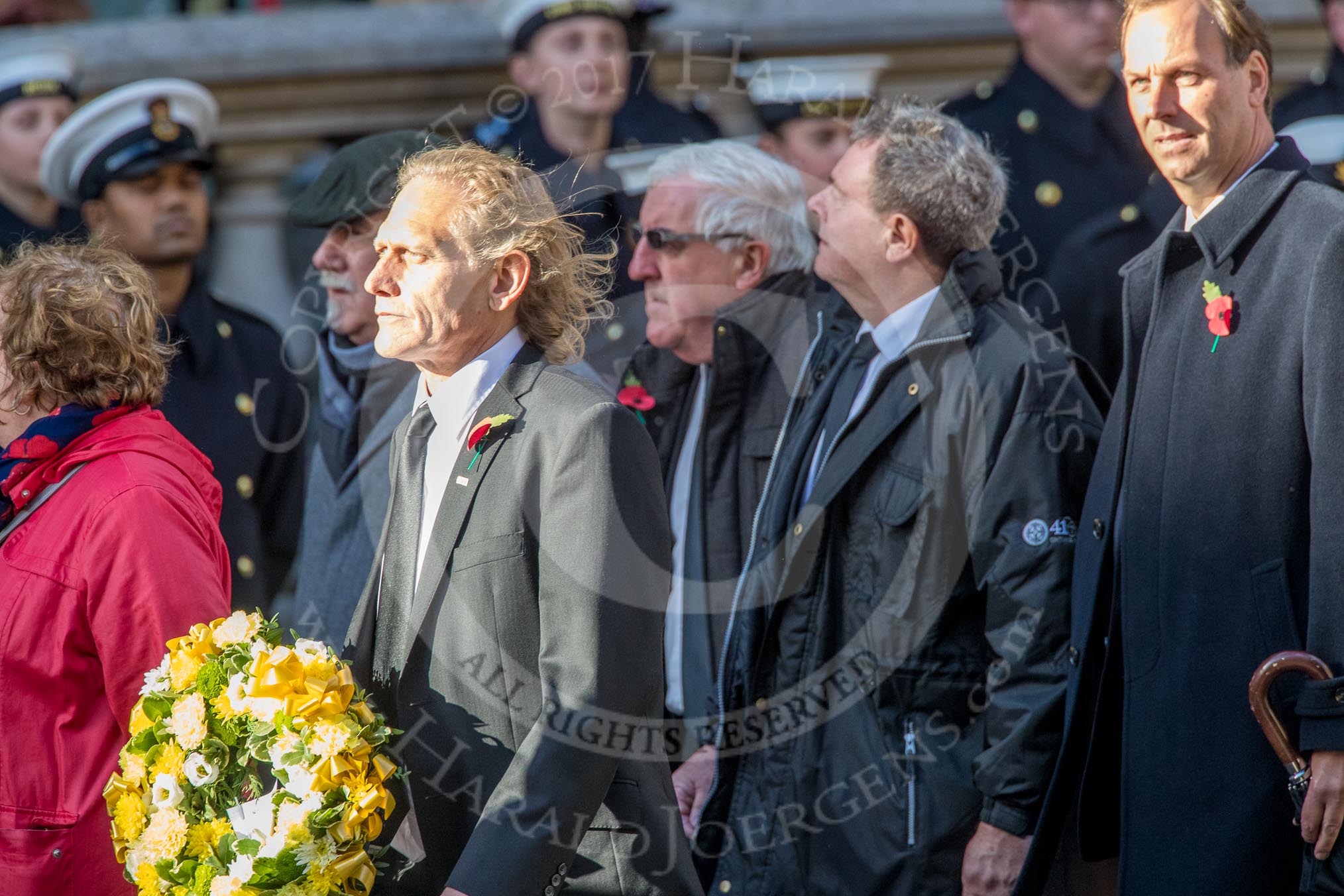 The National Association of ex-Round Table Clubs (Group M29, 6 members)  during the Royal British Legion March Past on Remembrance Sunday at the Cenotaph, Whitehall, Westminster, London, 11 November 2018, 12:28.