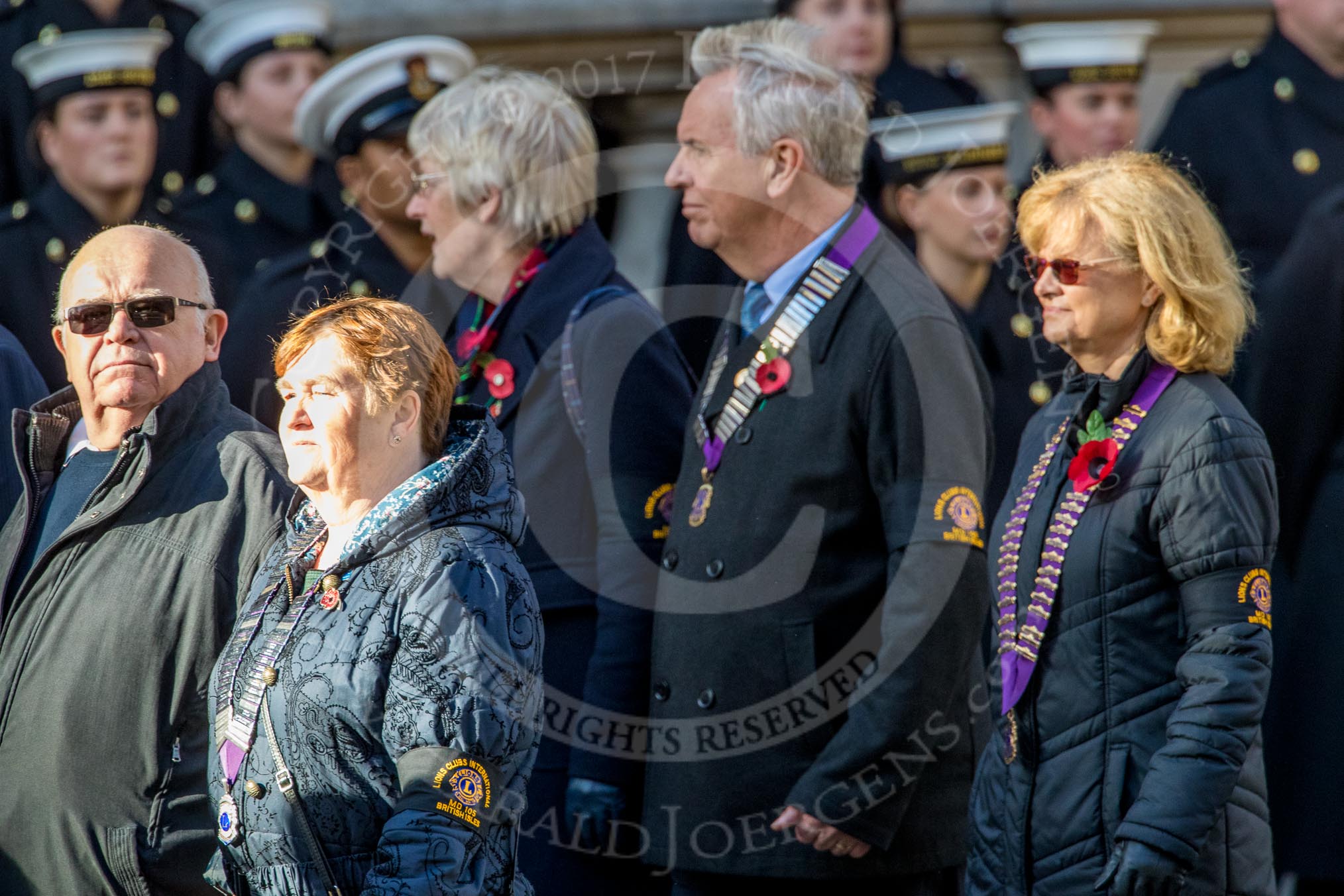 Lions Clubs International (Group M31, 13 members) during the Royal British Legion March Past on Remembrance Sunday at the Cenotaph, Whitehall, Westminster, London, 11 November 2018, 12:28.
