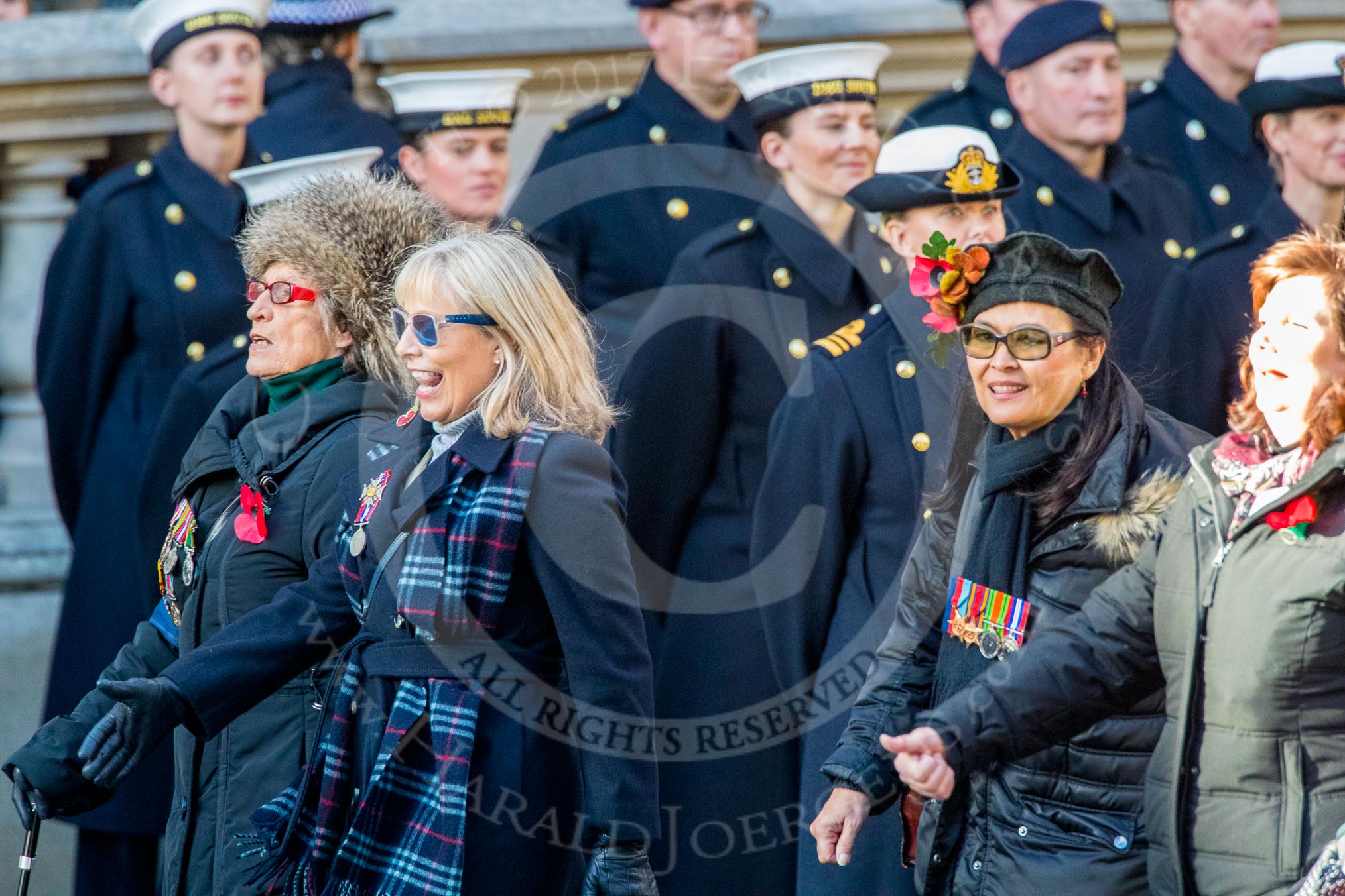 Equity (Group M33, 10 members) during the Royal British Legion March Past on Remembrance Sunday at the Cenotaph, Whitehall, Westminster, London, 11 November 2018, 12:28.