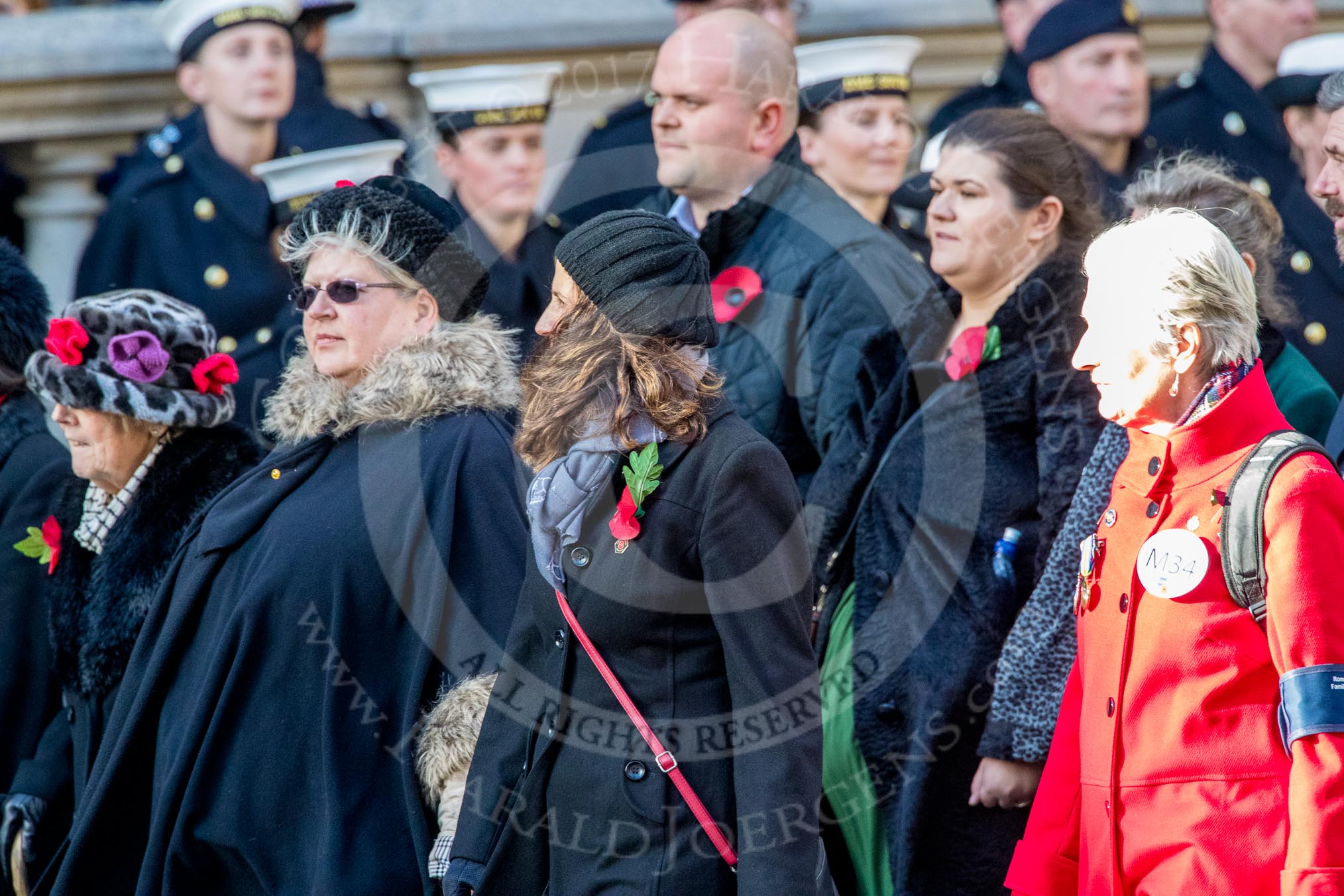 Romany & Traveller FHS (Group M34, 18 members) during the Royal British Legion March Past on Remembrance Sunday at the Cenotaph, Whitehall, Westminster, London, 11 November 2018, 12:28.