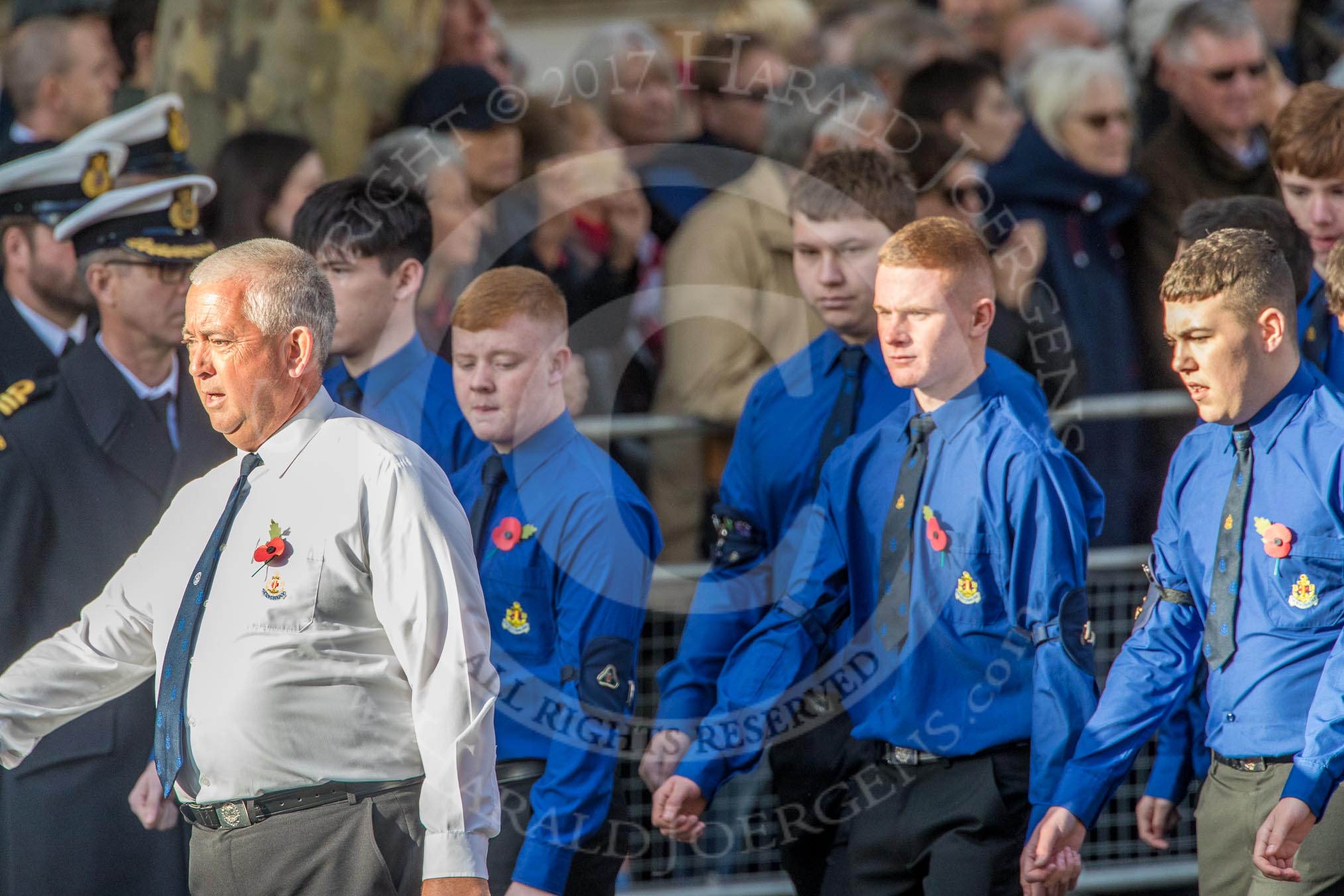 The Boys' Brigade (Group M39, 79 members) during the Royal British Legion March Past on Remembrance Sunday at the Cenotaph, Whitehall, Westminster, London, 11 November 2018, 12:30.