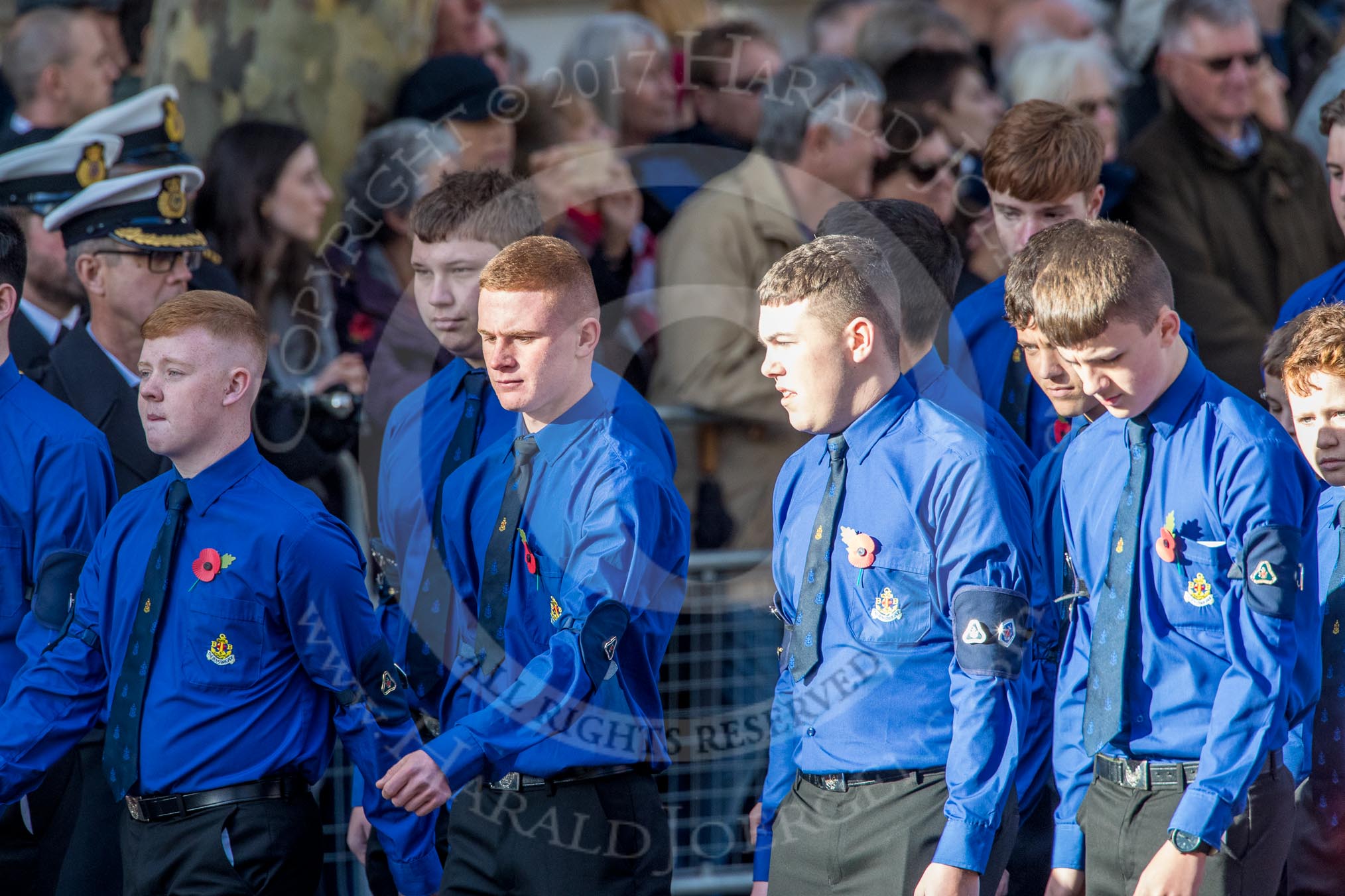 The Boys' Brigade (Group M39, 79 members) during the Royal British Legion March Past on Remembrance Sunday at the Cenotaph, Whitehall, Westminster, London, 11 November 2018, 12:30.