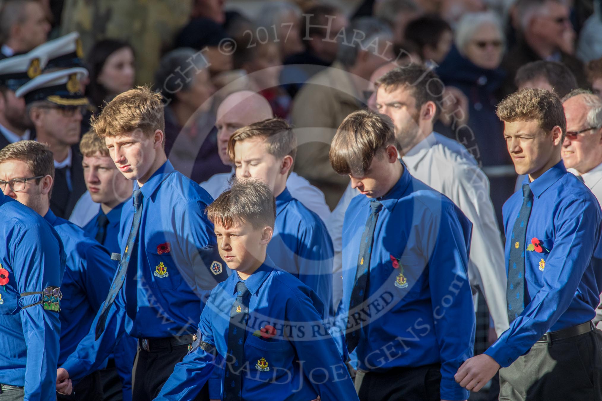 The Boys' Brigade (Group M39, 79 members) during the Royal British Legion March Past on Remembrance Sunday at the Cenotaph, Whitehall, Westminster, London, 11 November 2018, 12:30.