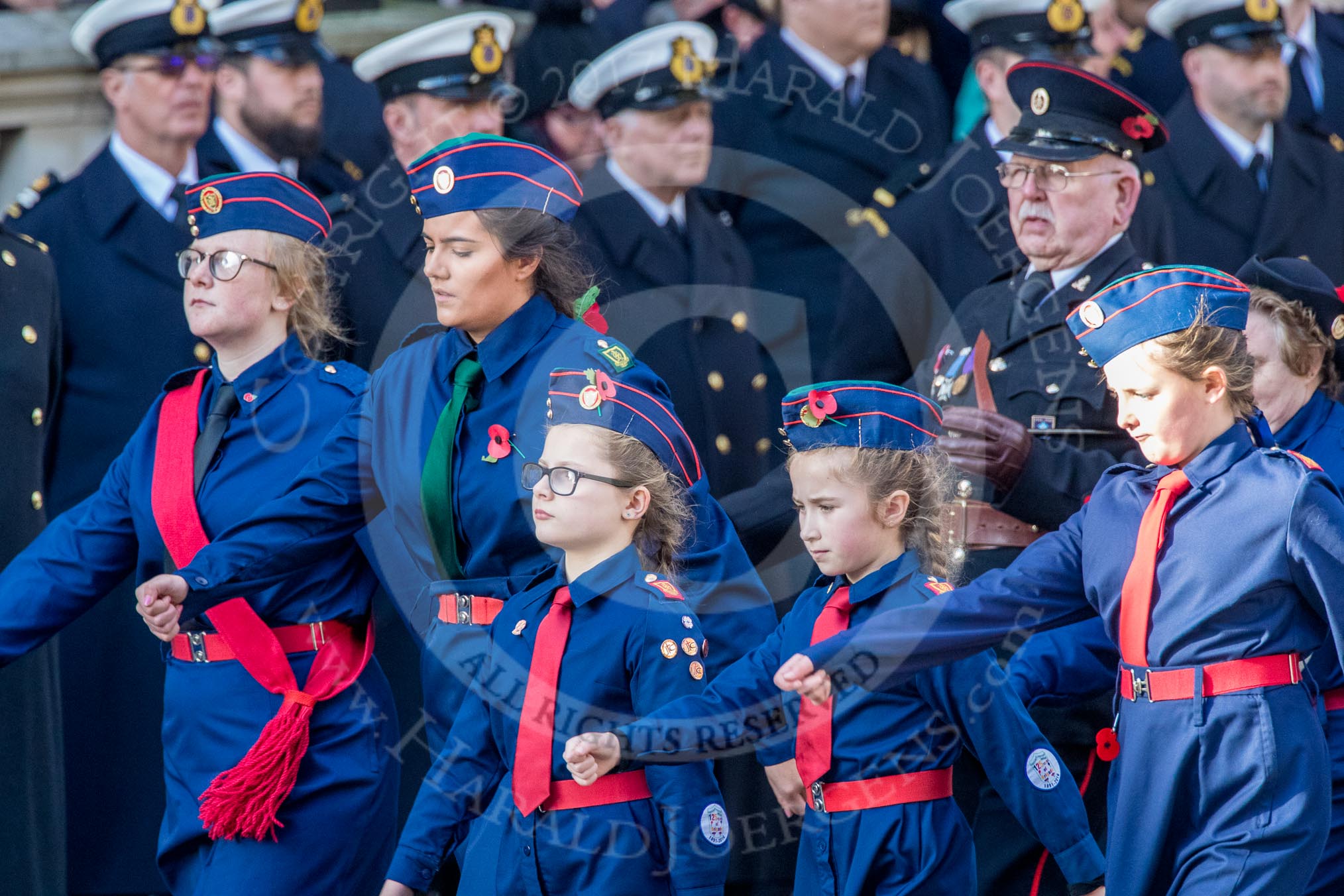 Church Lads' and Church Girls' Brigade (Group M41, 25 members) during the Royal British Legion March Past on Remembrance Sunday at the Cenotaph, Whitehall, Westminster, London, 11 November 2018, 12:30.