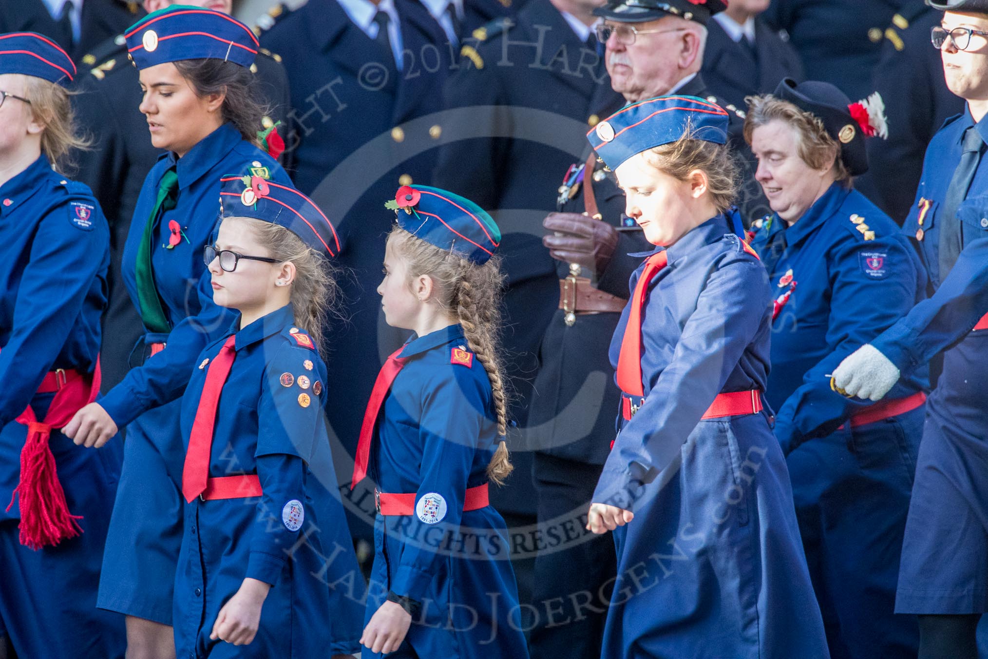 Church Lads' and Church Girls' Brigade (Group M41, 25 members) during the Royal British Legion March Past on Remembrance Sunday at the Cenotaph, Whitehall, Westminster, London, 11 November 2018, 12:30.