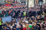 Column C of the March Past arrives on Whitehall after a long wait on Horse Guards Parade before the Remembrance Sunday Cenotaph Ceremony 2018 at Horse Guards Parade, Westminster, London, 11 November 2018, 10:42.