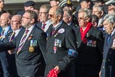 The Aircraft Handlers Association  (Group E4, 58 members) during the Royal British Legion March Past on Remembrance Sunday at the Cenotaph, Whitehall, Westminster, London, 11 November 2018, 11:42.