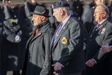 HMS Andromeda Association  (Group E18, 19 members) during the Royal British Legion March Past on Remembrance Sunday at the Cenotaph, Whitehall, Westminster, London, 11 November 2018, 11:43.