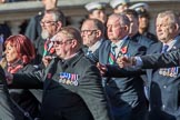HMS Glasgow Association  (Group E29, 29 members) during the Royal British Legion March Past on Remembrance Sunday at the Cenotaph, Whitehall, Westminster, London, 11 November 2018, 11:44.