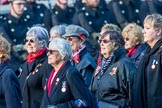 Queen Alexandra's Royal Naval Nursing Service Association  (Group E32, 32 members) during the Royal British Legion March Past on Remembrance Sunday at the Cenotaph, Whitehall, Westminster, London, 11 November 2018, 11:45.