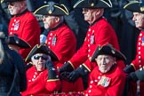 The Royal Hospital Chelsea (Group AA3, 30 members) during the Royal British Legion March Past on Remembrance Sunday at the Cenotaph, Whitehall, Westminster, London, 11 November 2018, 11:48.