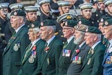 Royal Green Jackets (Group A2, 153 members) during the Royal British Legion March Past on Remembrance Sunday at the Cenotaph, Whitehall, Westminster, London, 11 November 2018, 11:55.