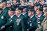 Royal Green Jackets (Group A2, 153 members) during the Royal British Legion March Past on Remembrance Sunday at the Cenotaph, Whitehall, Westminster, London, 11 November 2018, 11:55.