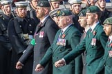 The Rifles Regimental Association (Group A3, 21 members) during the Royal British Legion March Past on Remembrance Sunday at the Cenotaph, Whitehall, Westminster, London, 11 November 2018, 11:56.