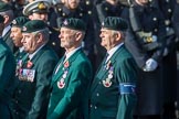 The Light Infantry Association (Group A4, 26 members) during the Royal British Legion March Past on Remembrance Sunday at the Cenotaph, Whitehall, Westminster, London, 11 November 2018, 11:56.